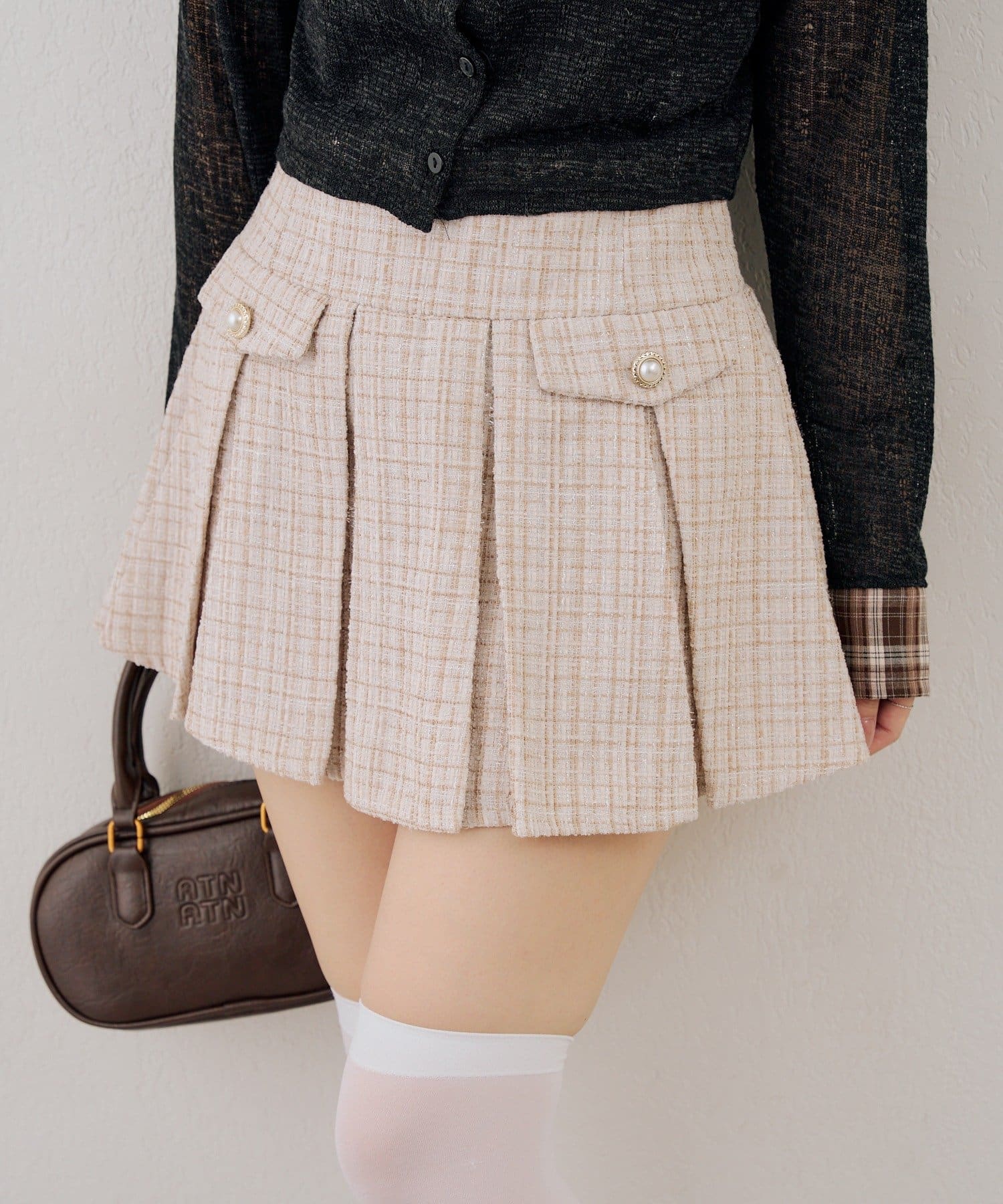 NICE CLAUP / OLIVE des OLIVE OUTLET(ナイスクラップ  / オリーブ デ オリーブ アウトレット) 【ANOTHER BRANCH】ラメツイードプリーツスカパン
