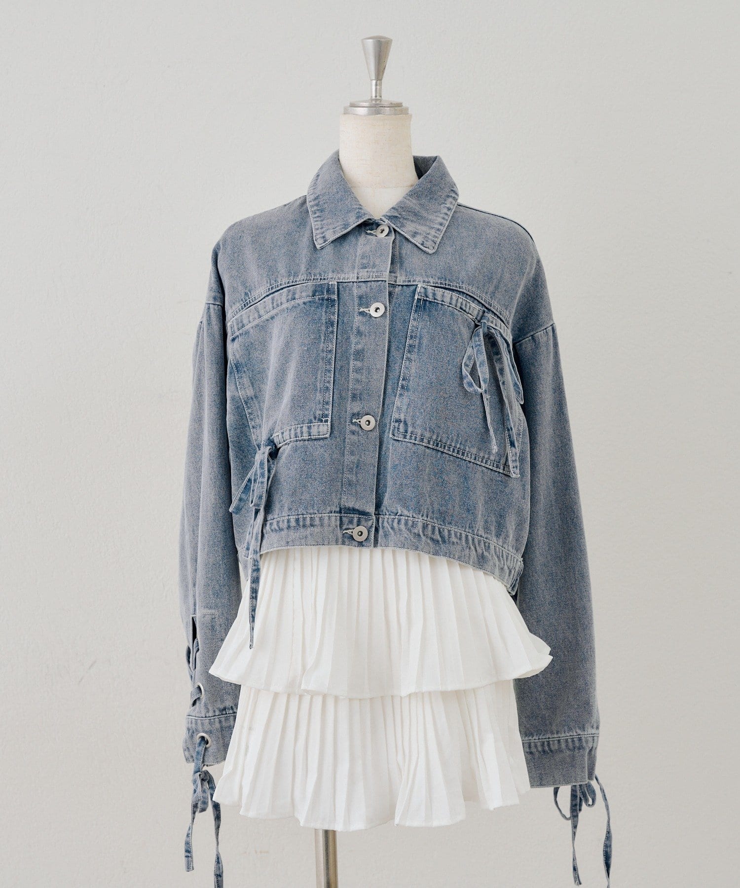 NICE CLAUP / OLIVE des OLIVE OUTLET(ナイスクラップ  / オリーブ デ オリーブ アウトレット) 【ANOTHER BRANCH】袖レースアップリボンデニムジャケット
