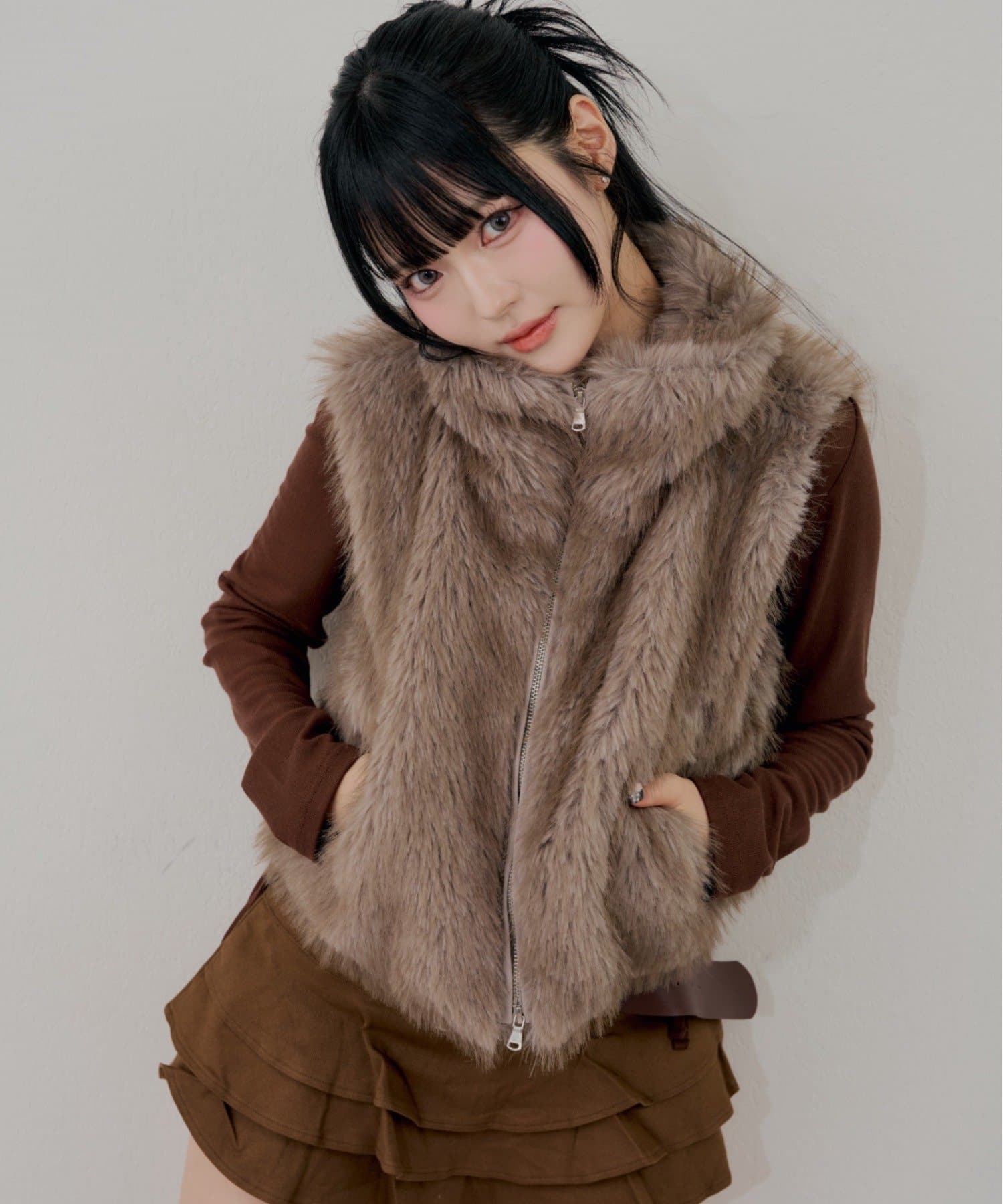 NICE CLAUP / OLIVE des OLIVE OUTLET(ナイスクラップ  / オリーブ デ オリーブ アウトレット) 【RMAF】ミックスファーベスト