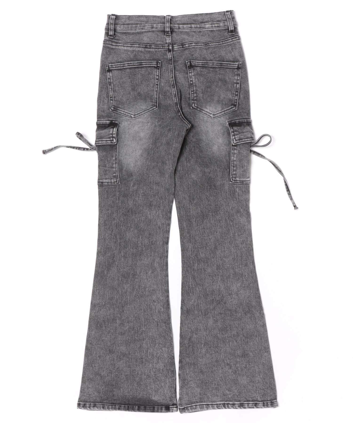 NICE CLAUP / OLIVE des OLIVE OUTLET(ナイスクラップ  / オリーブ デ オリーブ アウトレット) 【continuer】リボンカーゴデニムフレアパンツ