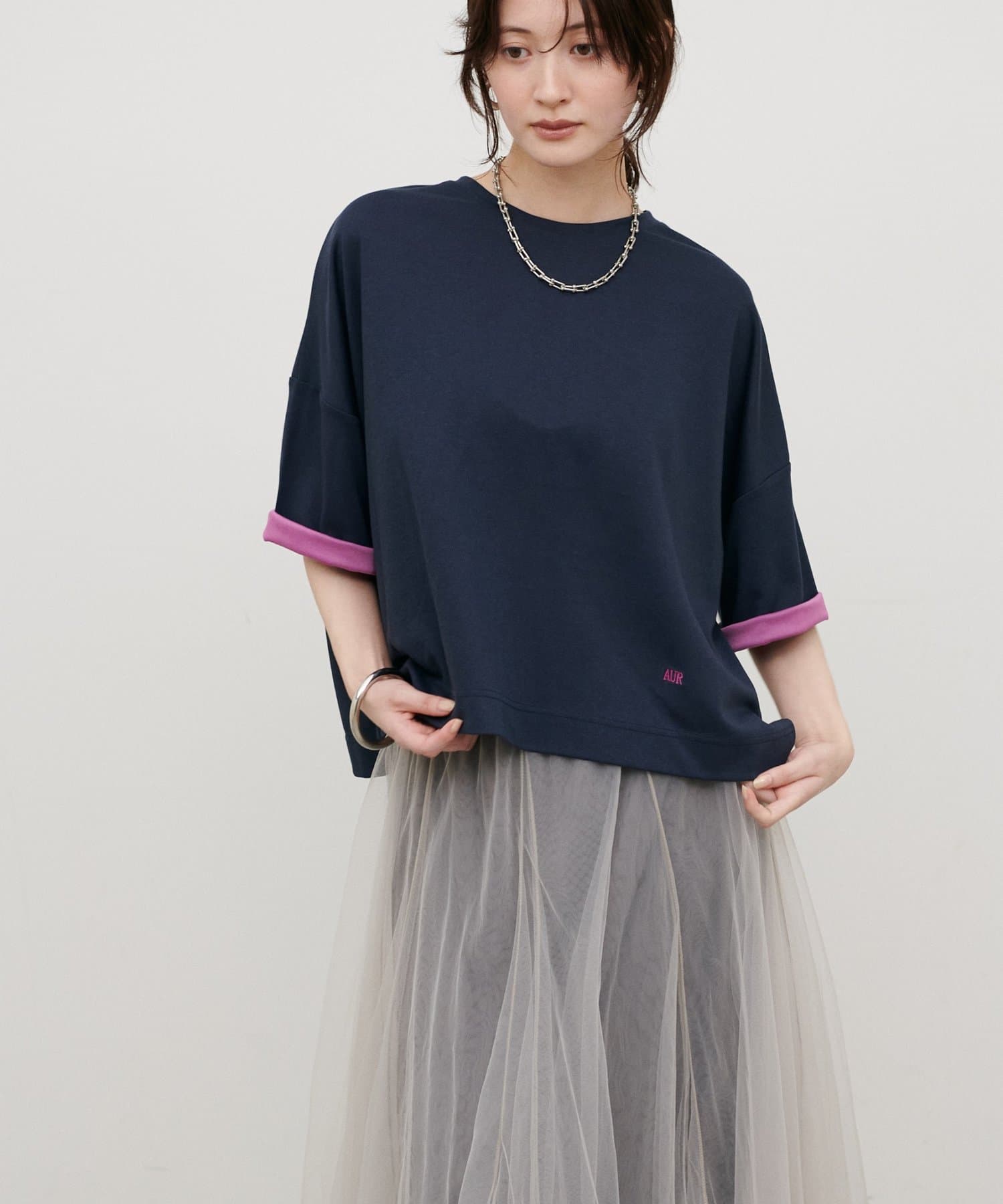 LARUTA(ラルータ) リバークロス配色Tシャツ