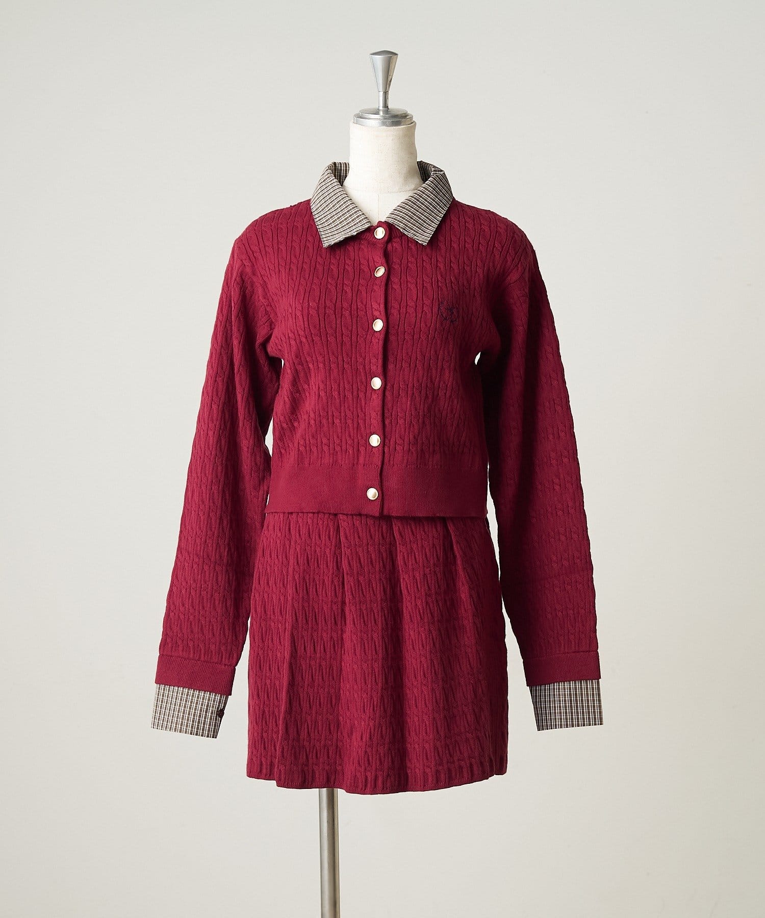 NICE CLAUP / OLIVE des OLIVE OUTLET(ナイスクラップ  / オリーブ デ オリーブ アウトレット) 【continuer】ケーブルカーディガン&ミニスカートセットアップ