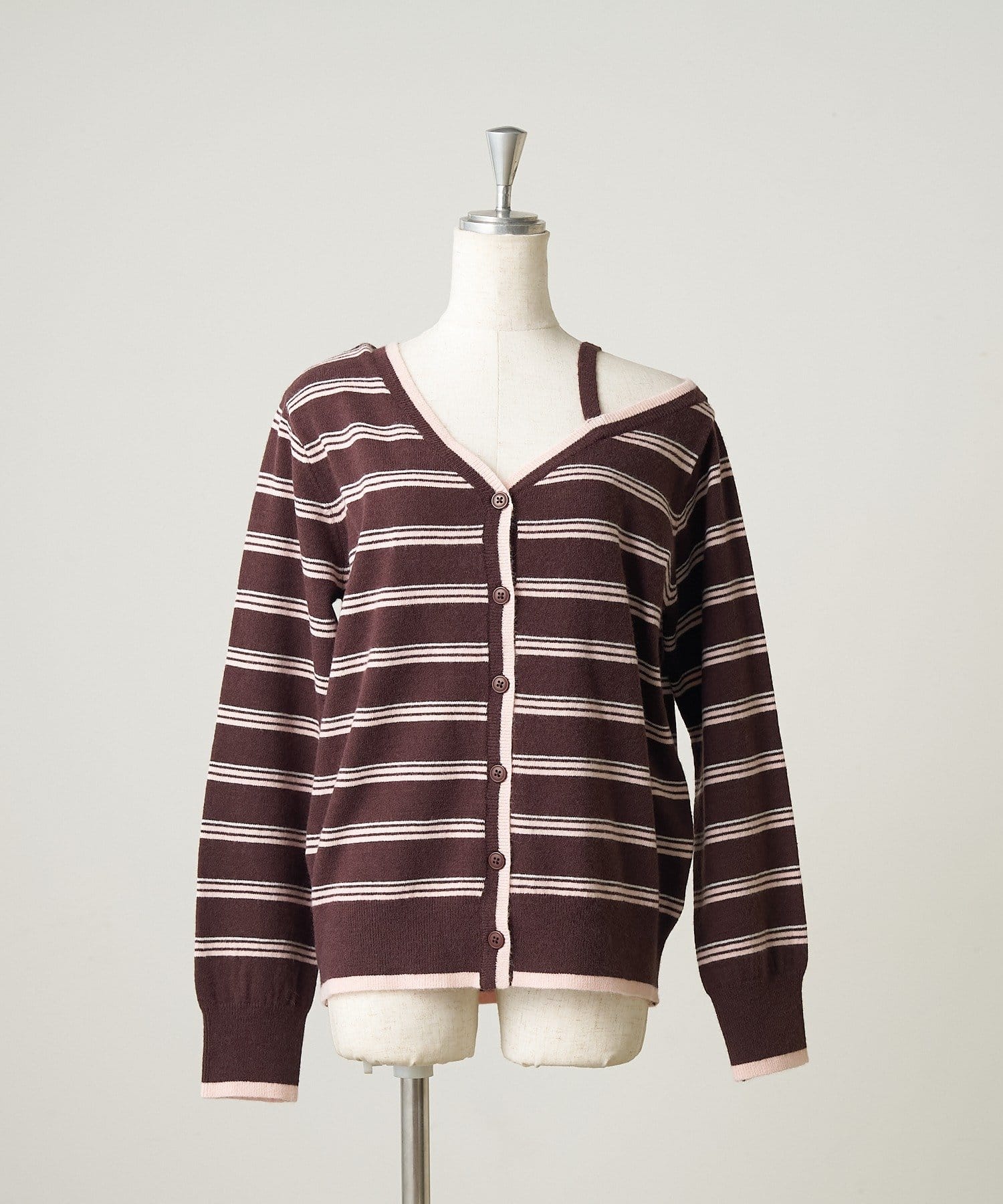NICE CLAUP / OLIVE des OLIVE OUTLET(ナイスクラップ  / オリーブ デ オリーブ アウトレット) 【ANOTHER BRANCH】ボーダーオフショルカーディガン