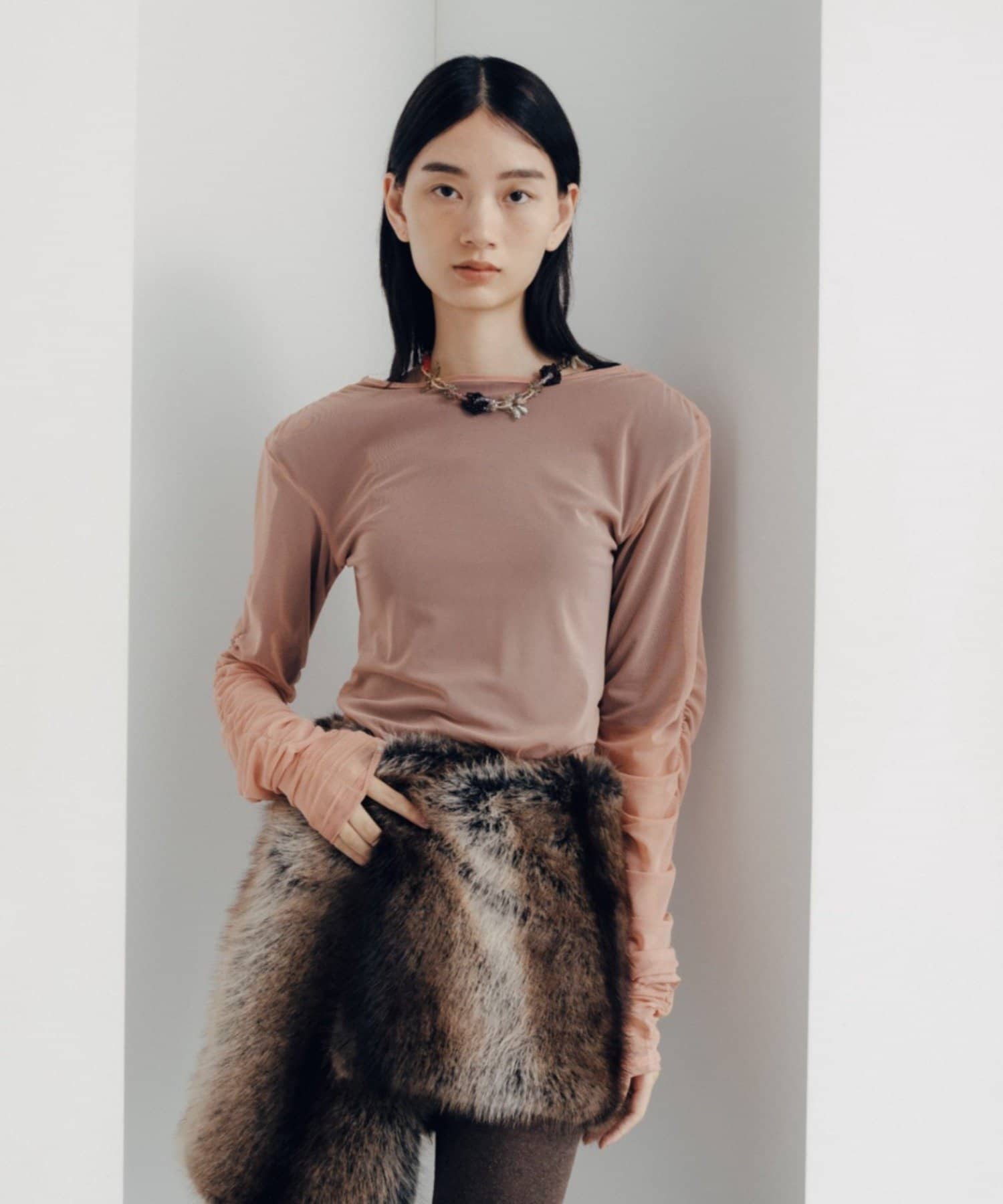 Pasterip(パセリ) Tulle shirring top