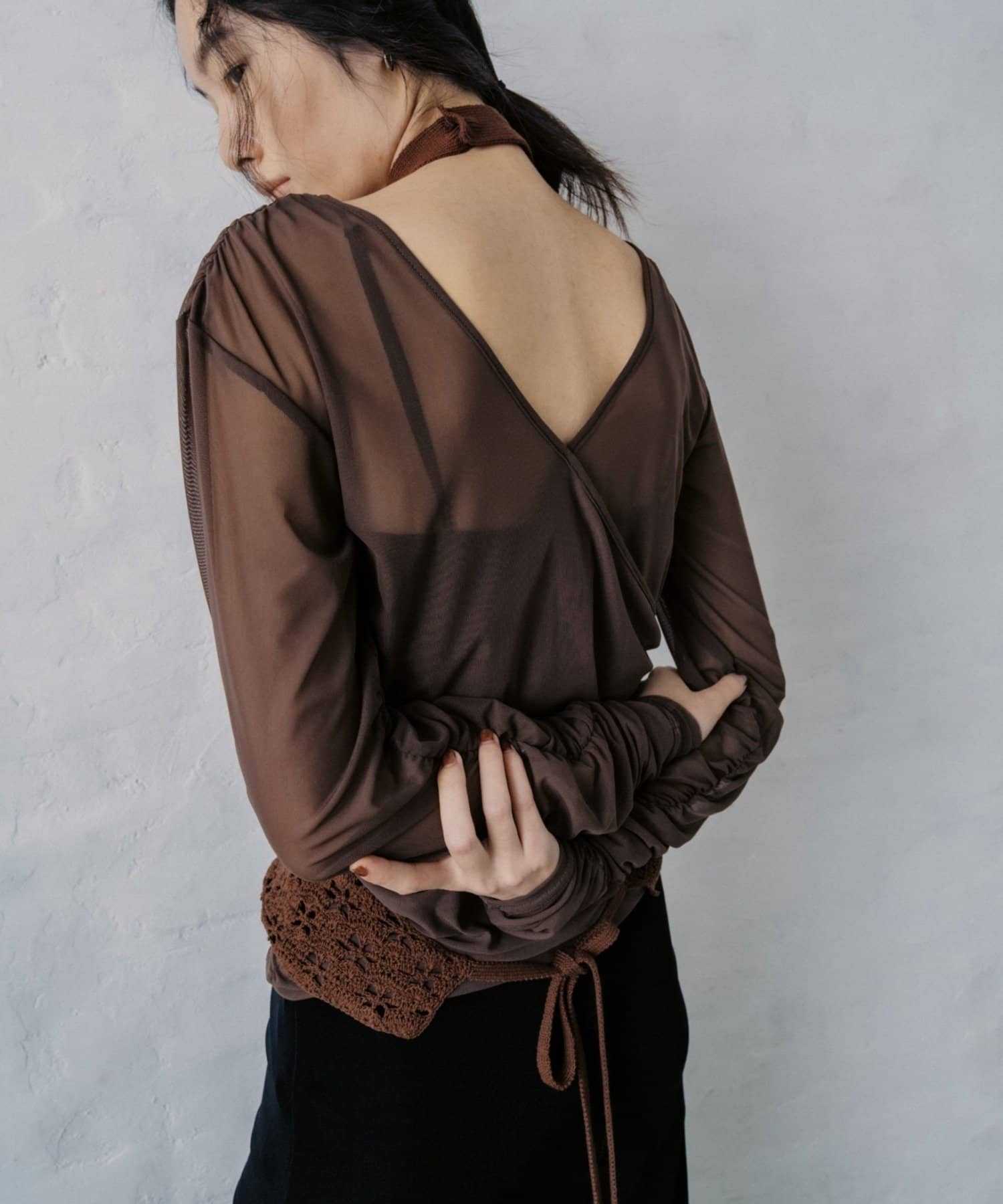 Pasterip(パセリ) Tulle shirring top