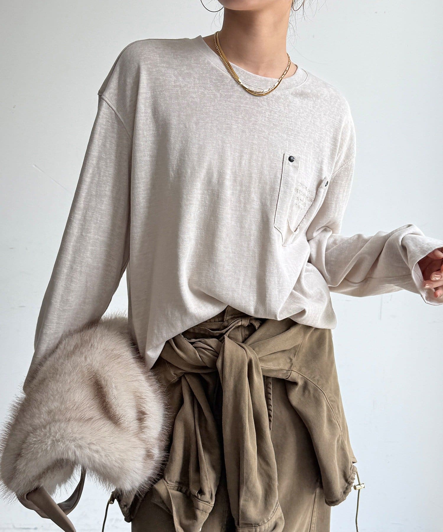 DOUDOU(ドゥドゥ) 【WEB限定】ダメージポケットロンTEE
