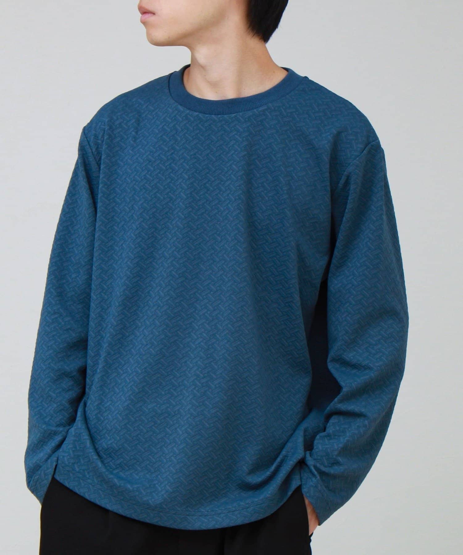 FREDY & GLOSTER(フレディ アンド グロスター) フクレジャガード幾何学柄 ロンT ロングスリーブTシャツ