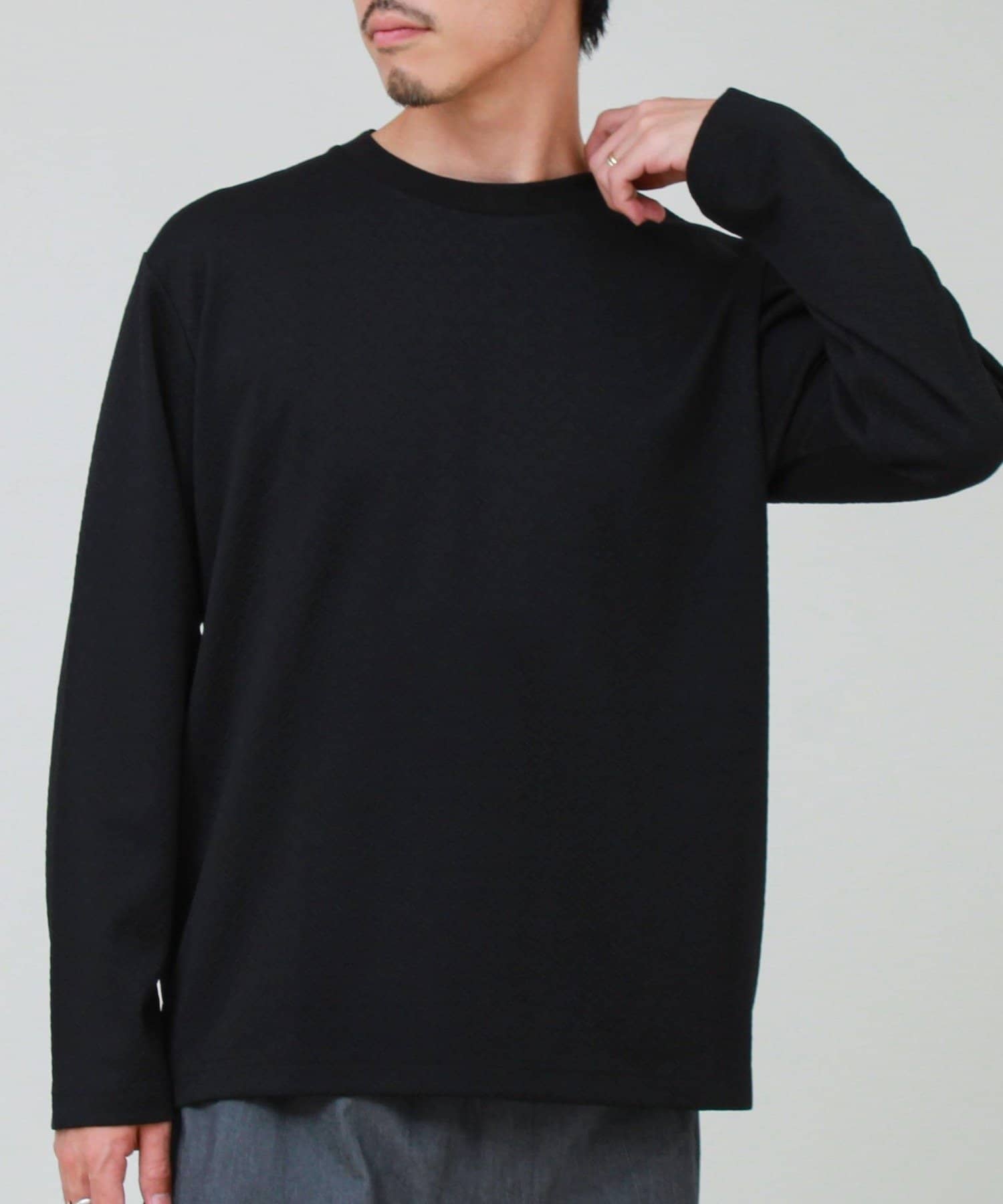 FREDY & GLOSTER(フレディ アンド グロスター) フクレジャガード幾何学柄 ロンT ロングスリーブTシャツ