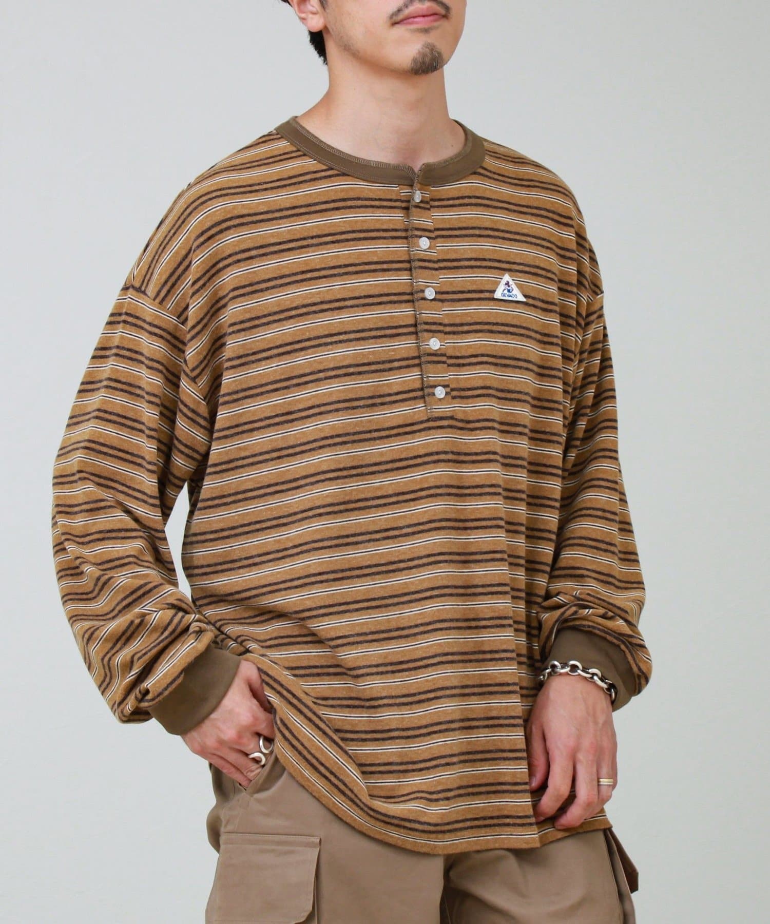 FREDY & GLOSTER(フレディ アンド グロスター) 【GEVACO/ゲバコ】ヘンリーネックボーダー ロングスリーブTシャツ