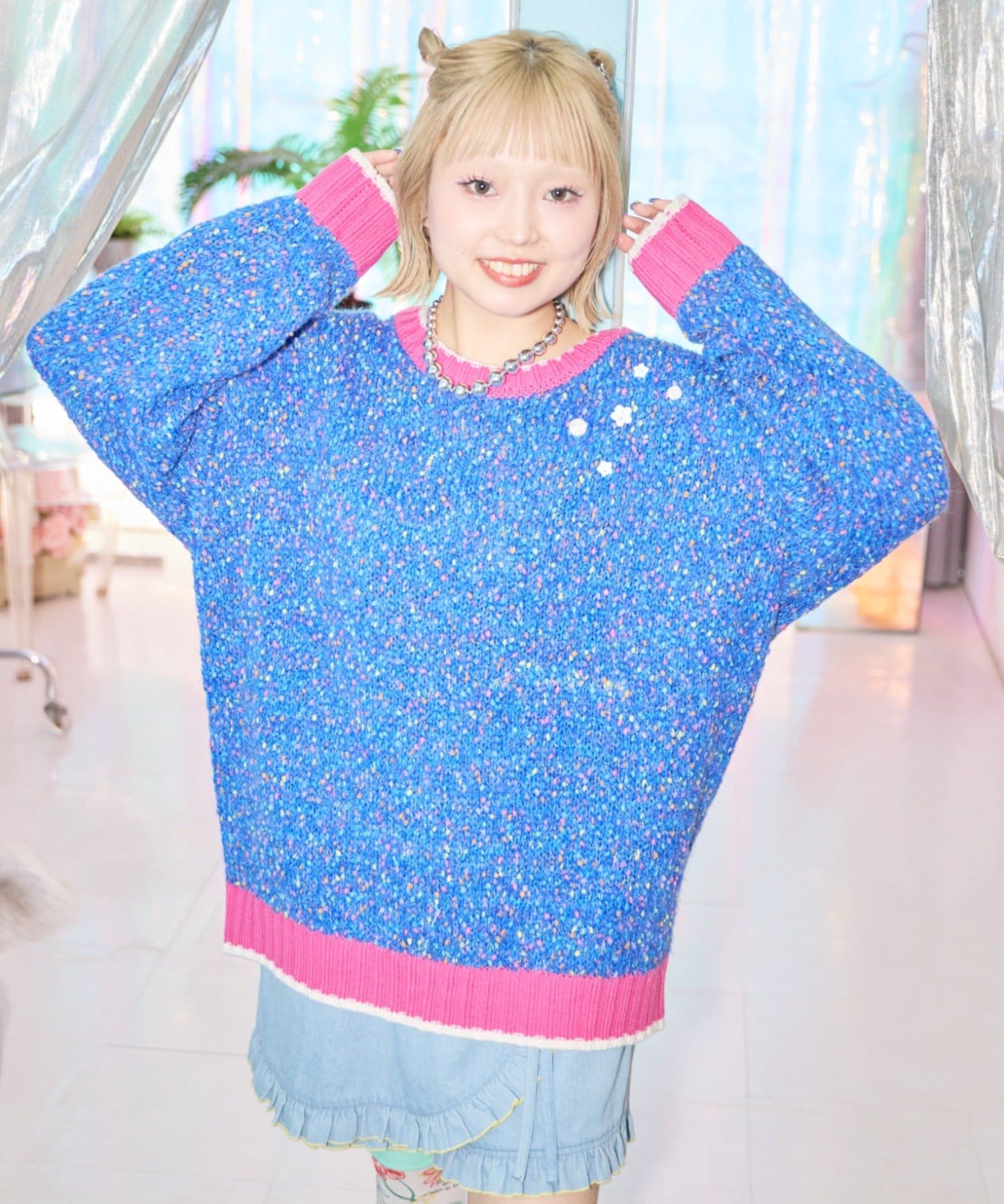 CIAOPANIC TYPY(チャオパニックティピー) 【HELLO.SANFRANCISCO】ボタン付カラフルオーバーニット