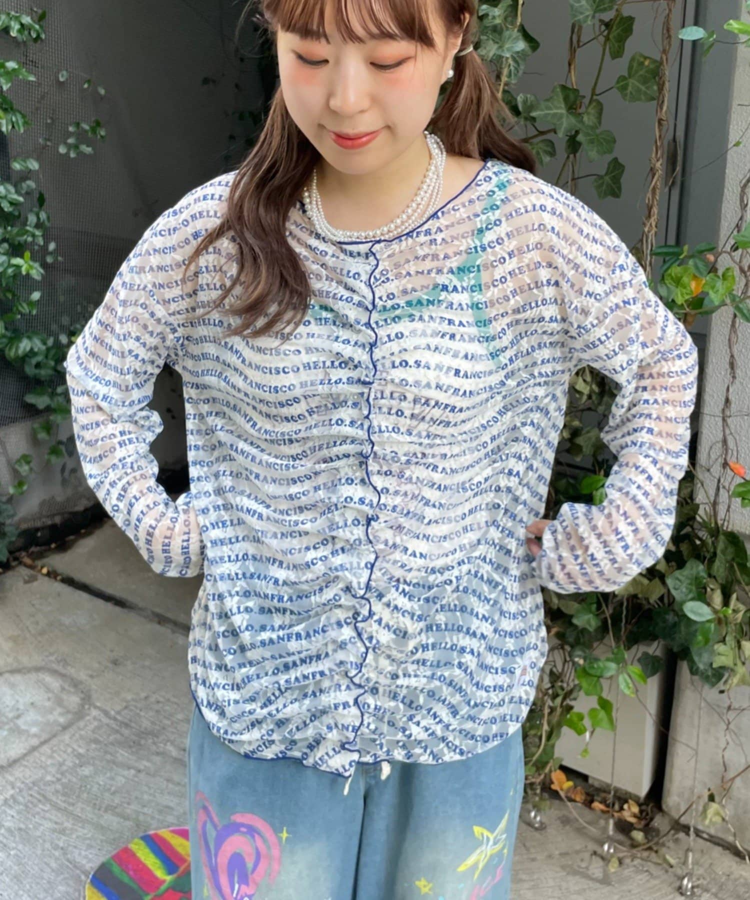 CIAOPANIC TYPY(チャオパニックティピー) 【HELLO.SANFRANCISCO】フロントタックロゴレースカーディガン