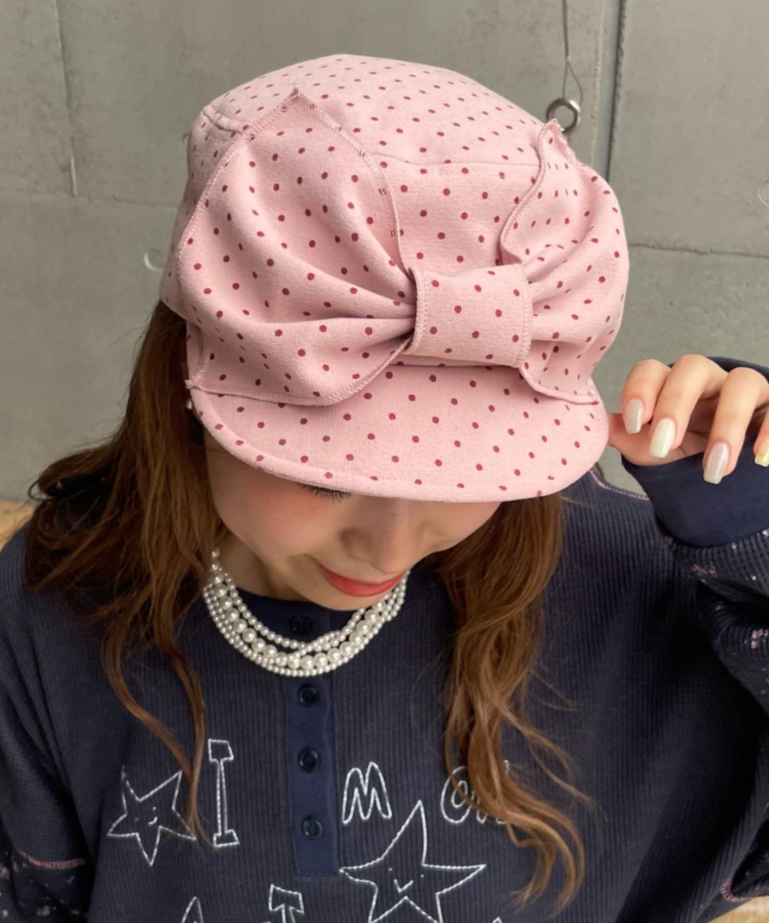 CIAOPANIC TYPY(チャオパニックティピー) 【HELLO.SANFRANCISCO】BIGリボンドット柄コーデュロイキャップ