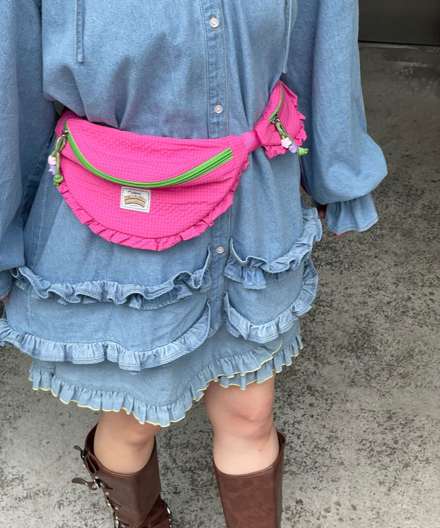 CIAOPANIC(チャオパニック) 【HELLO.SANFRANCISCO/ハローサンフランシスコ】リップフリルコンビウエストBAG