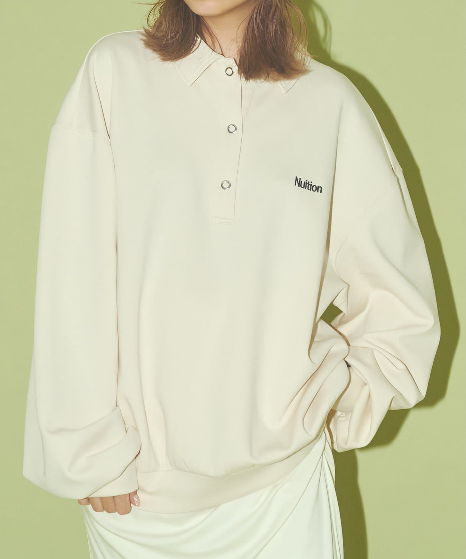 Whim Gazette(ウィム ガゼット) ＜10/1インスタLIVEご紹介アイテム＞〈WEB限定〉【Nuition】ロゴポロスウェット