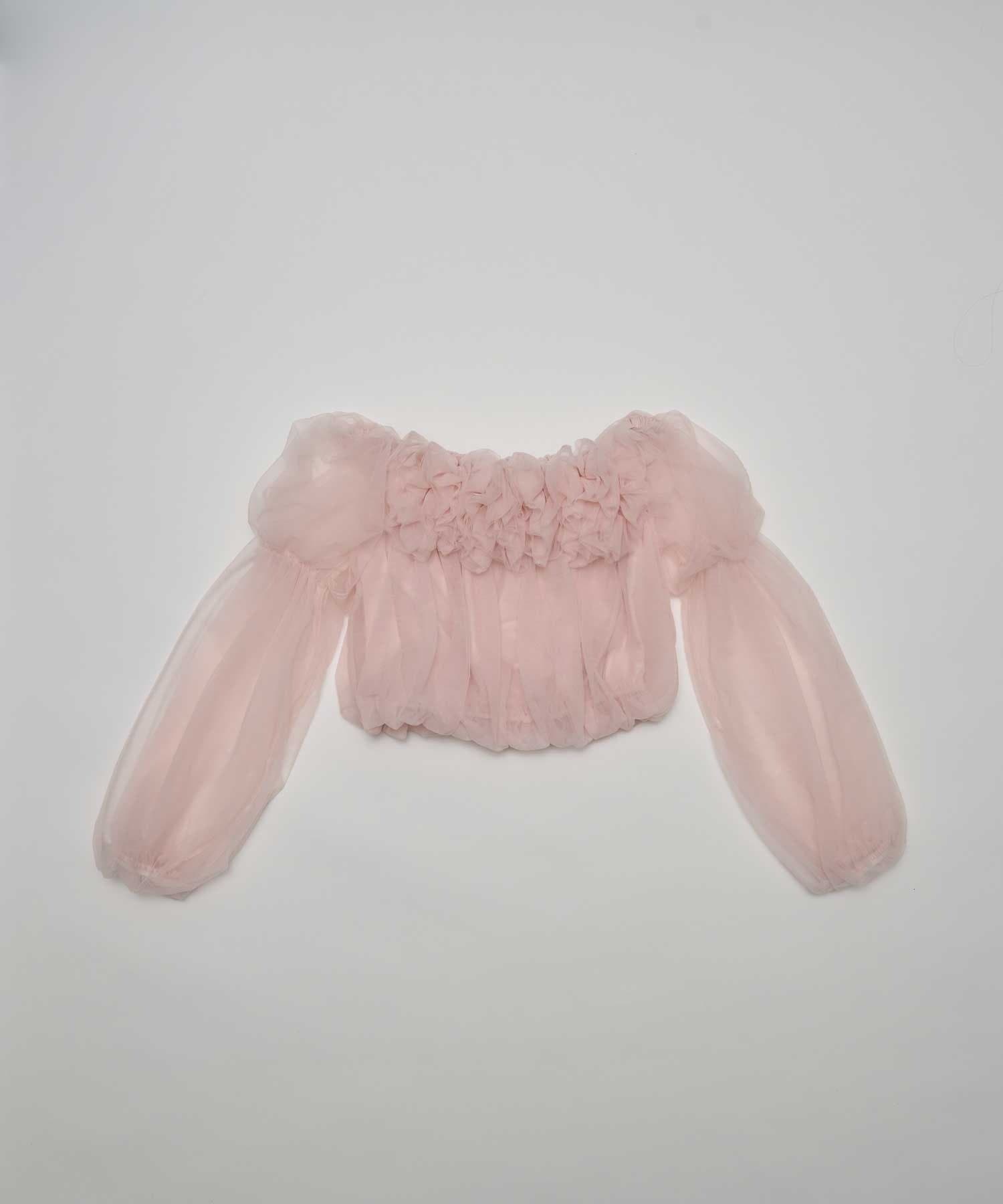 Belle Charme(ベルシャルム) Tulle Offshoulder Blouse
