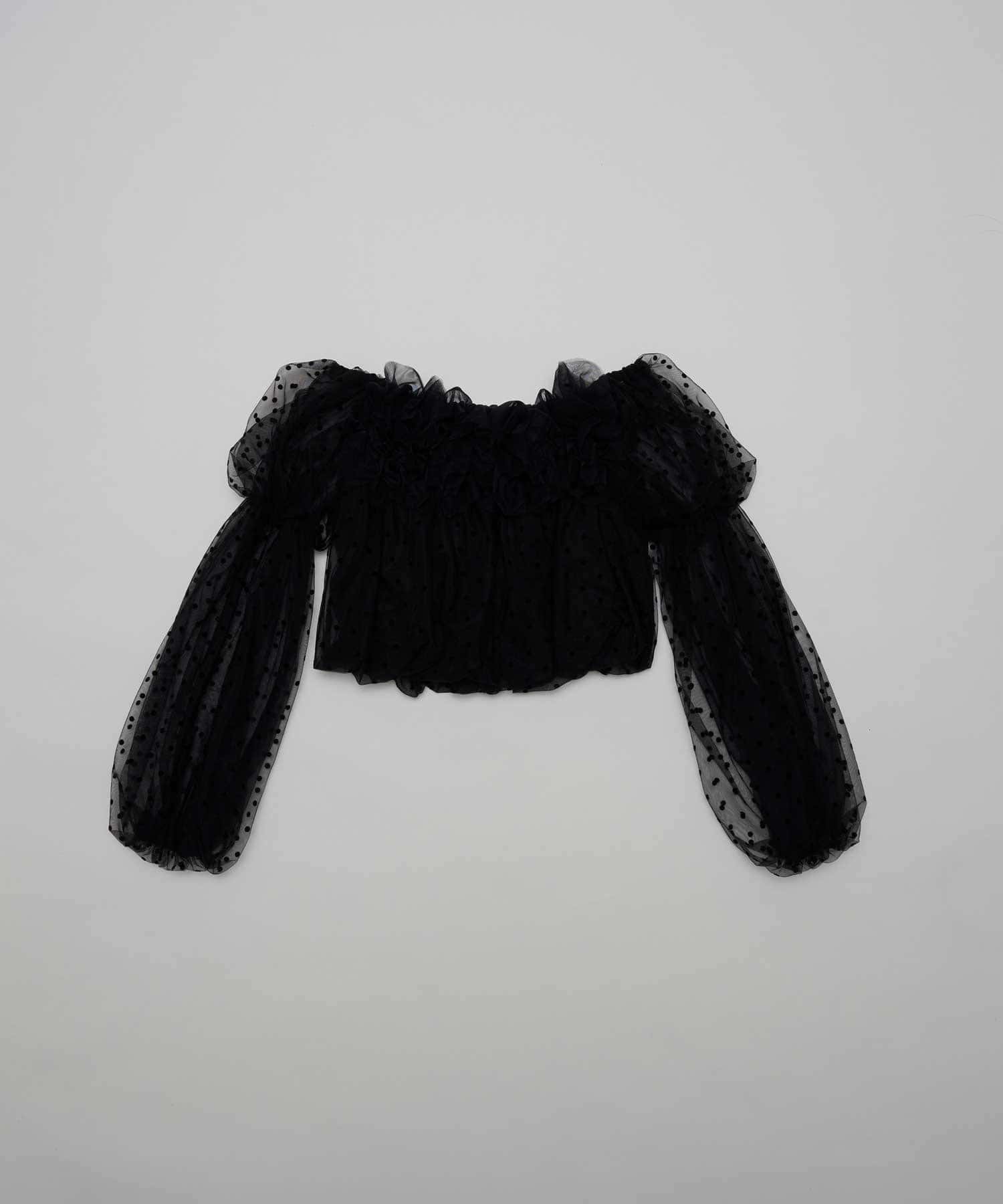 Belle Charme(ベルシャルム) Tulle Offshoulder Blouse