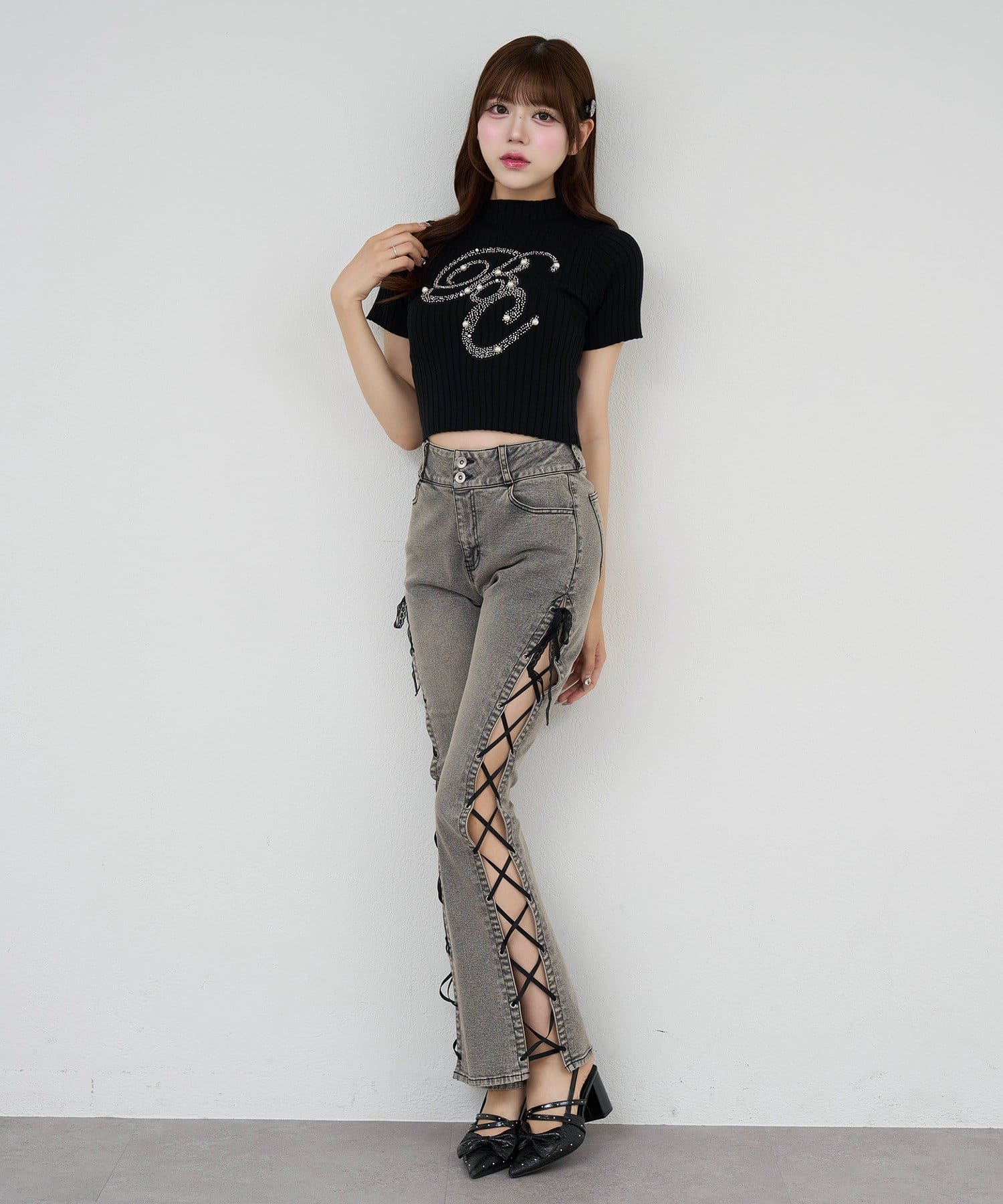 Belle Charme(ベルシャルム) BC Bijou Logo Rib Knit