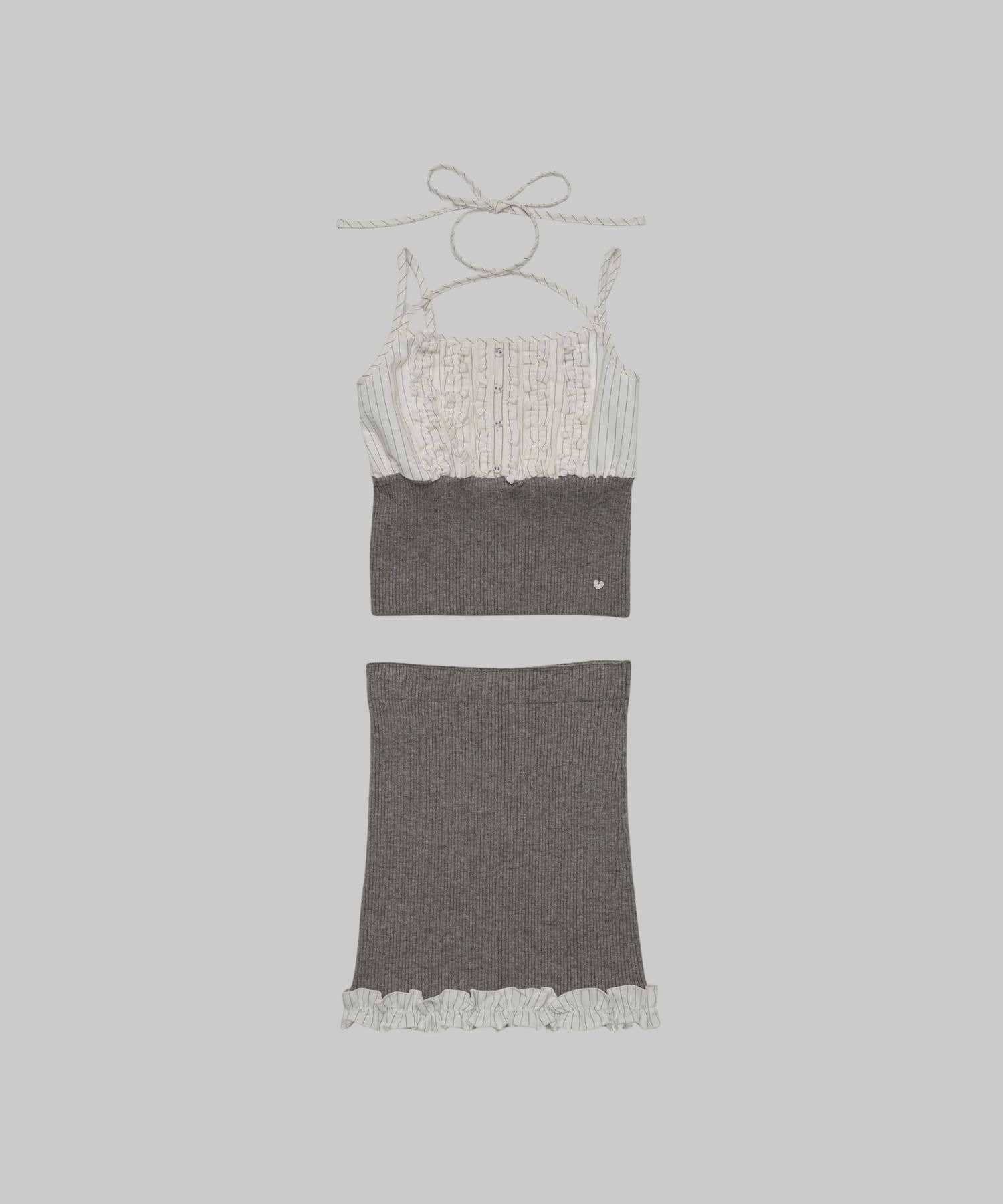 Belle Charme(ベルシャルム) Frill RibKnit Set up