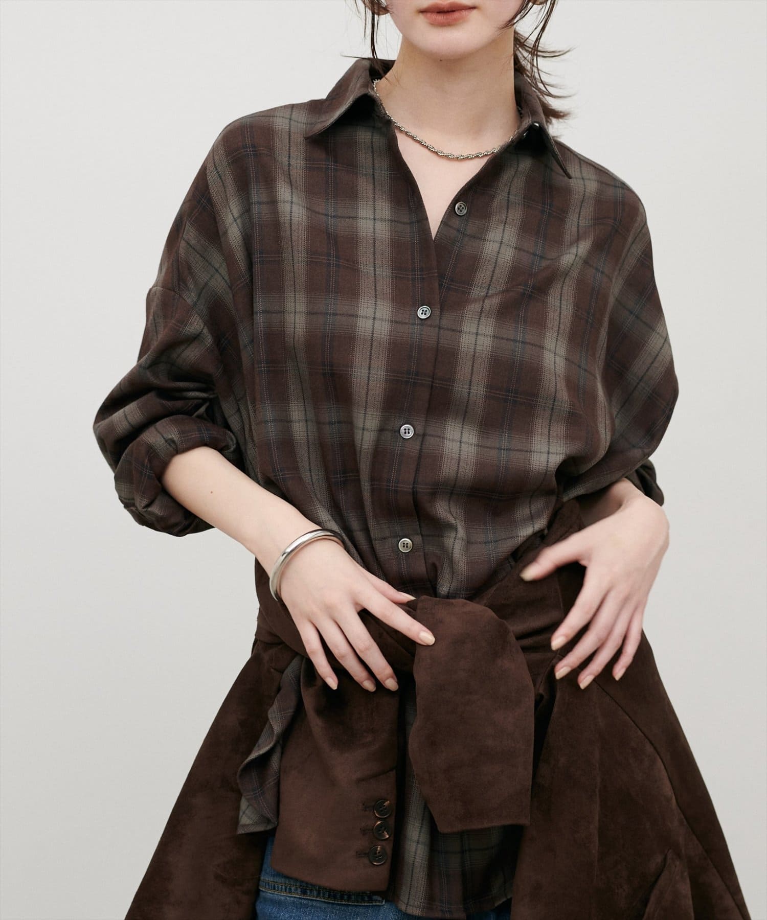 LARUTA(ラルータ) チェック柄シャツプルオーバー