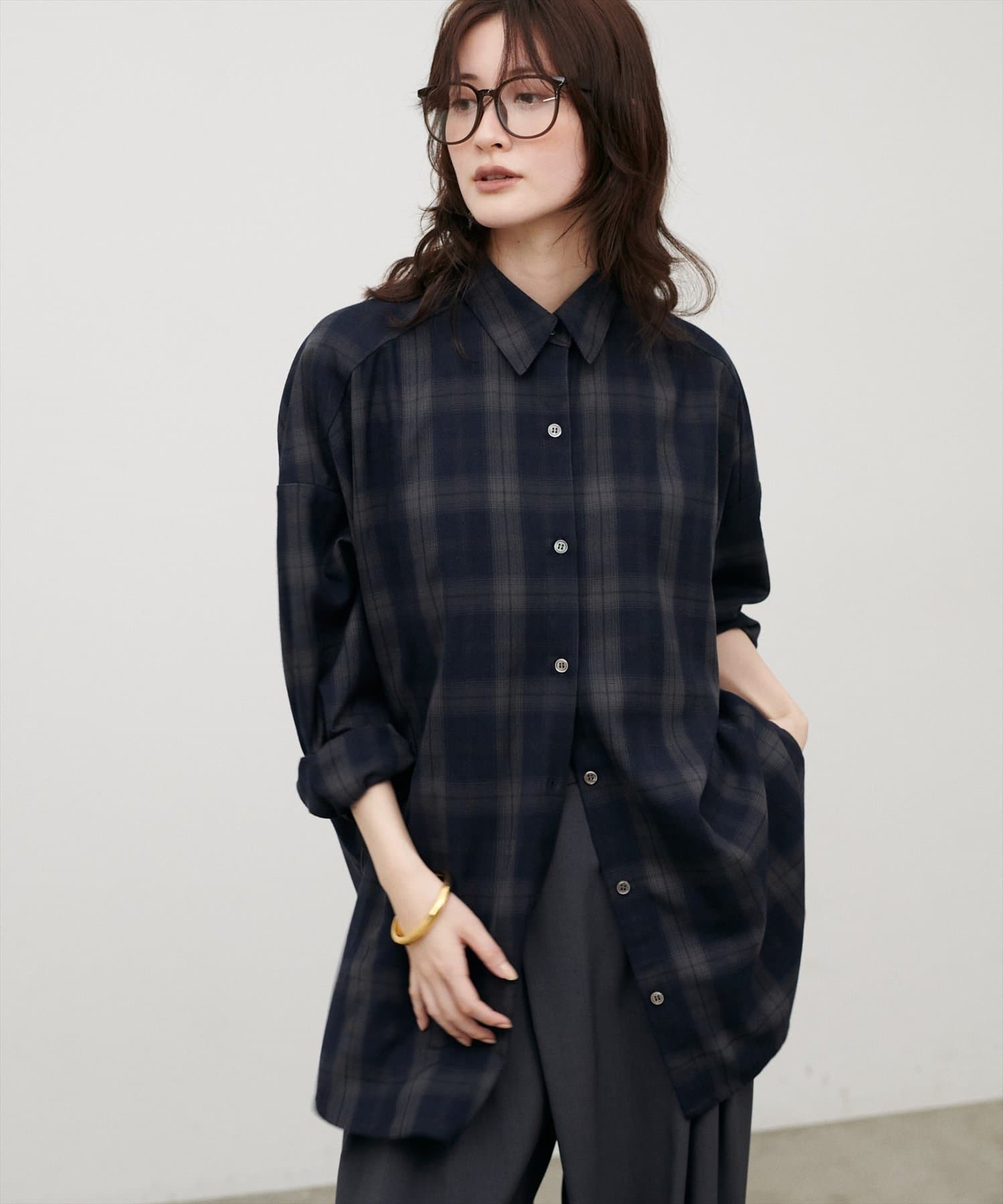 LARUTA(ラルータ) チェック柄シャツプルオーバー