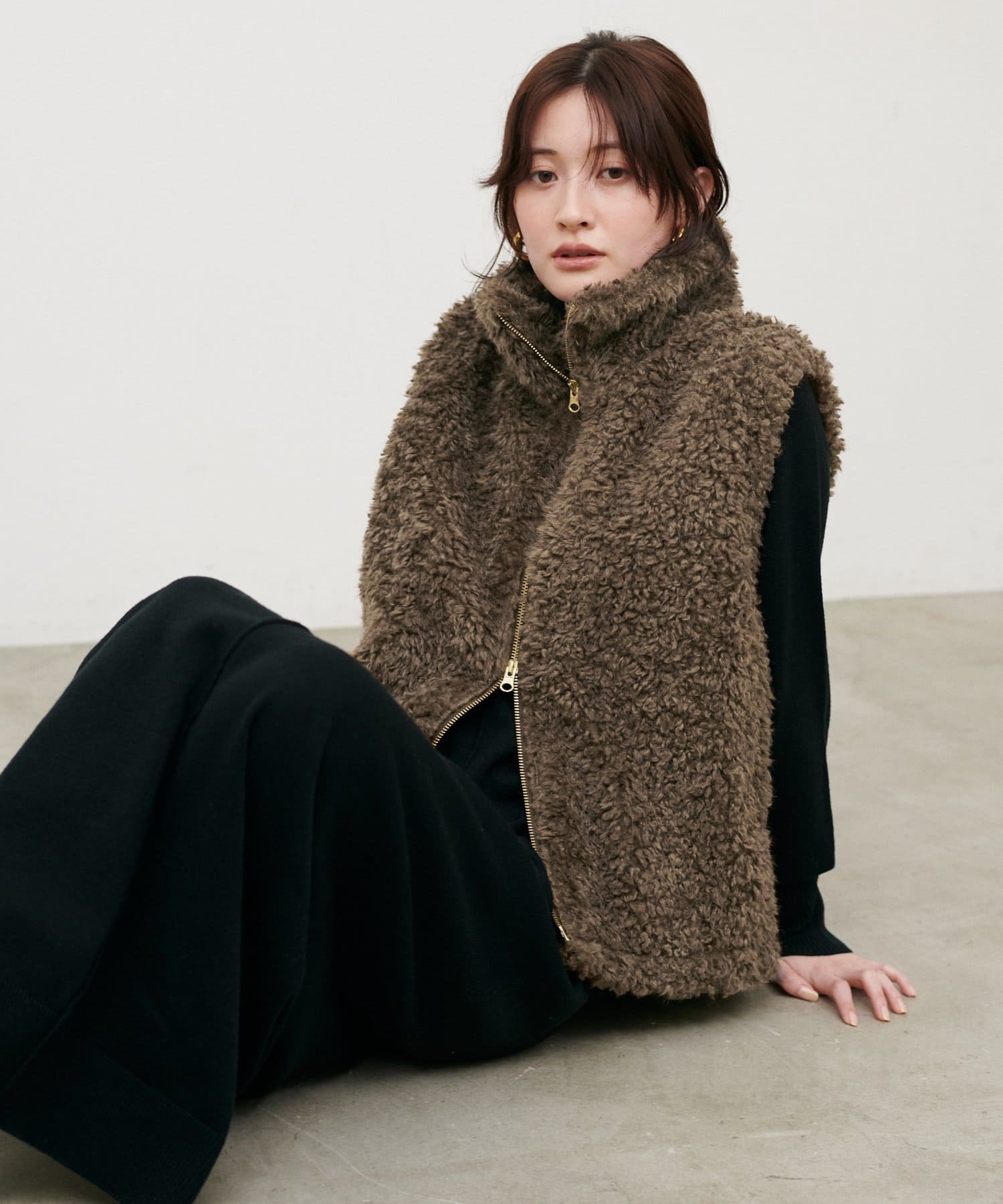 LARUTA(ラルータ) ボアベスト×ニットワンピースセット