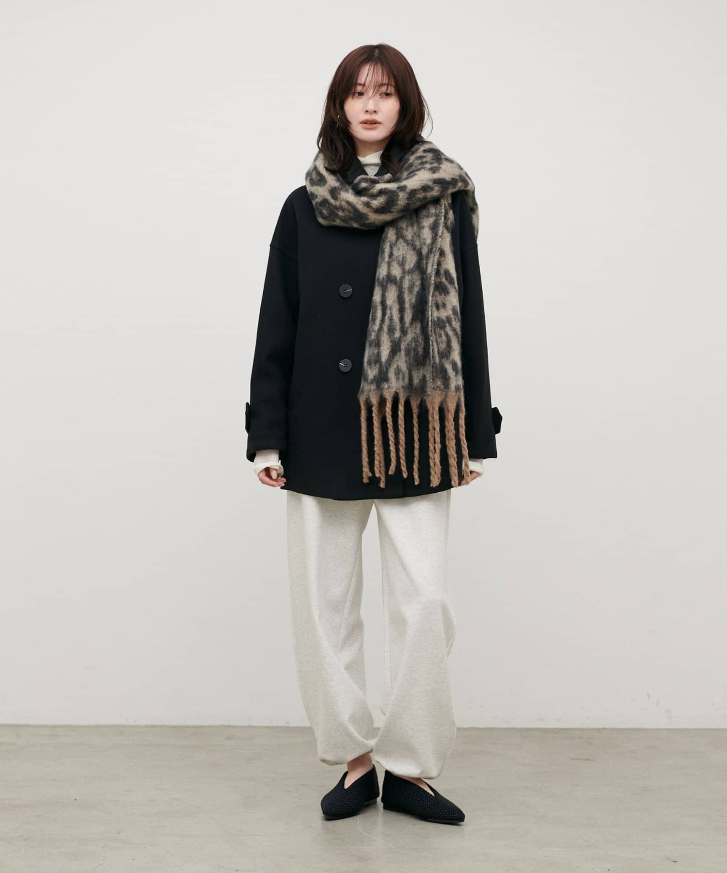 LARUTA(ラルータ) ダブル2WAY衿ミドル丈コート