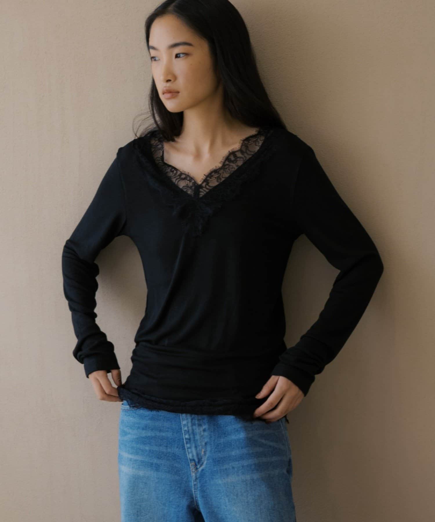 SHENERY(シーナリー) レースドッキングカットソー