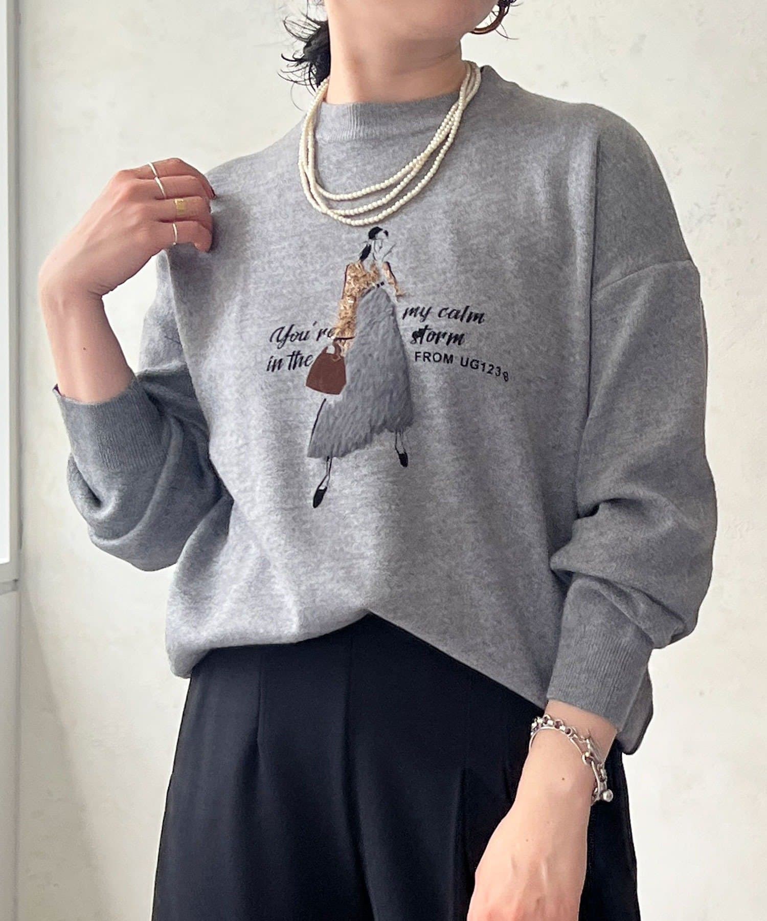 un dix cors(アンディコール) プリント刺繍プルオーバー