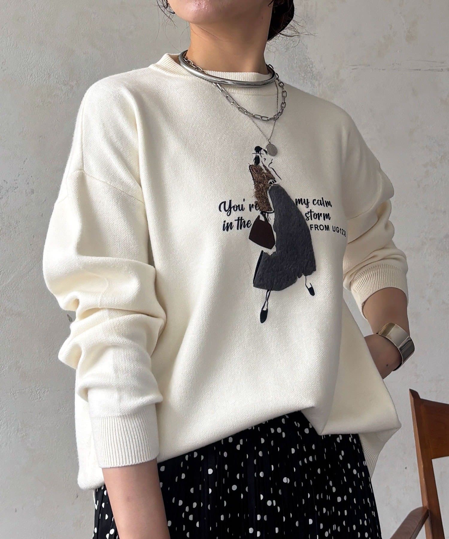 un dix cors(アンディコール) プリント刺繍プルオーバー
