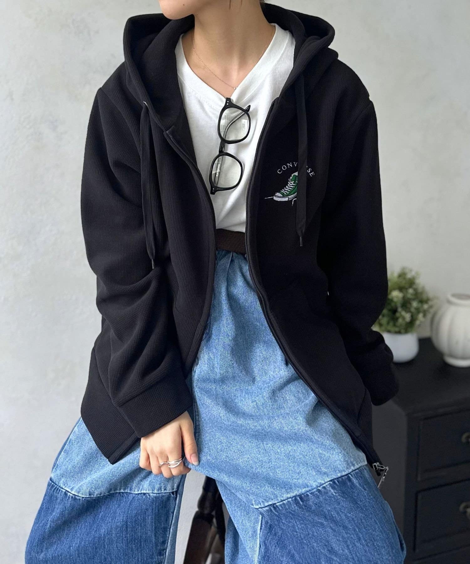 LOCUST(ローカスト) 【ユニセックス】【CONVERSE】ワッフルフリースパーカー