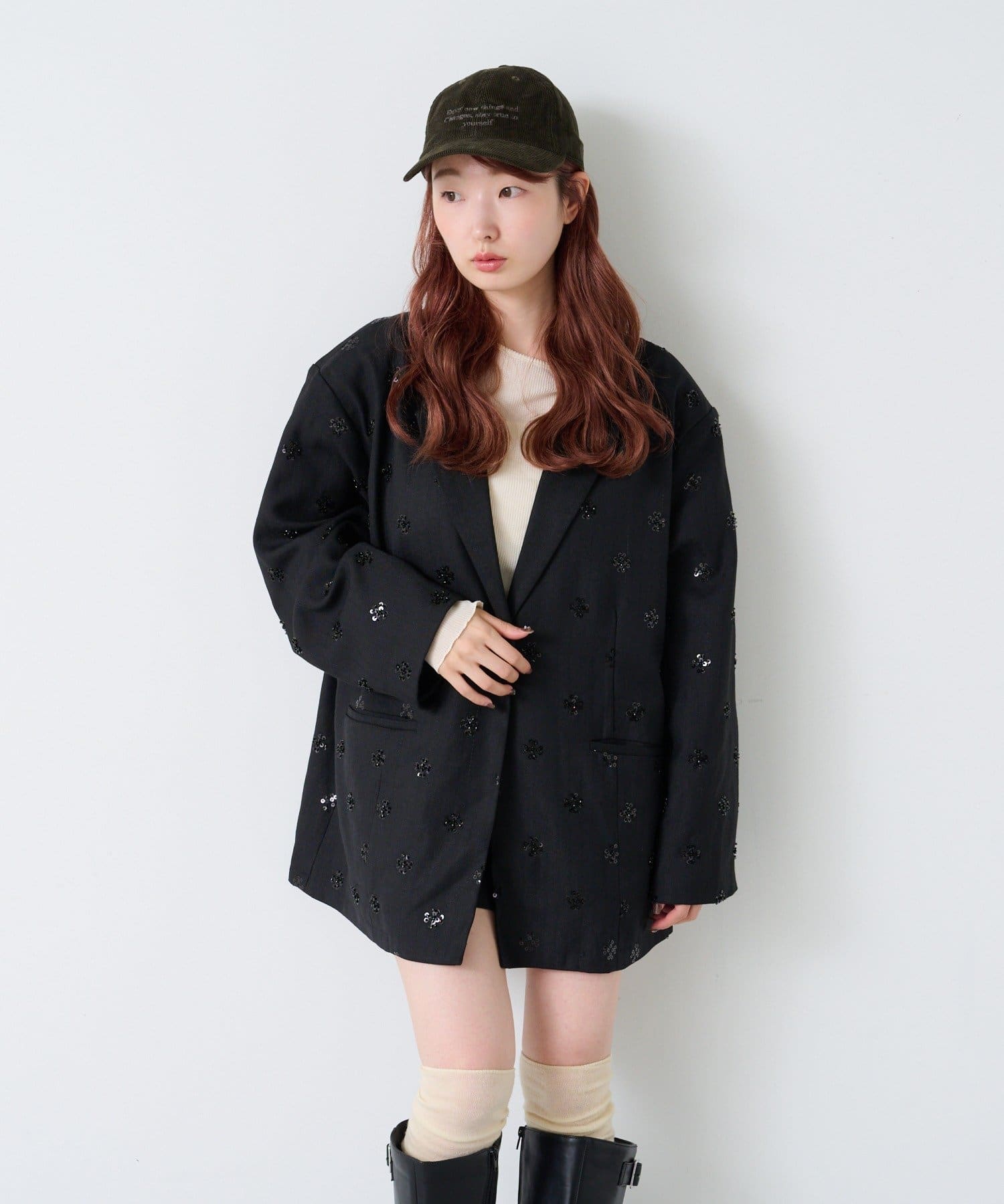 OUTLET(アウトレット) 【Kastane】刺繍コーデュロイキャップ
