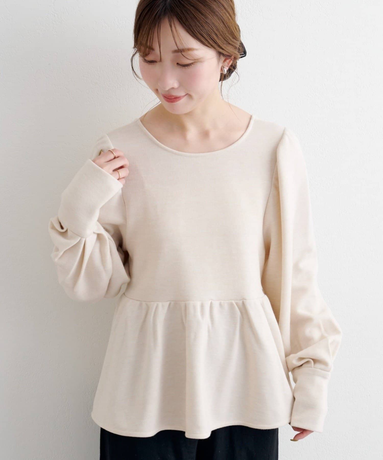 OUTLET(アウトレット) 【Kastane】B ニットライクスウェットペプラムトップス