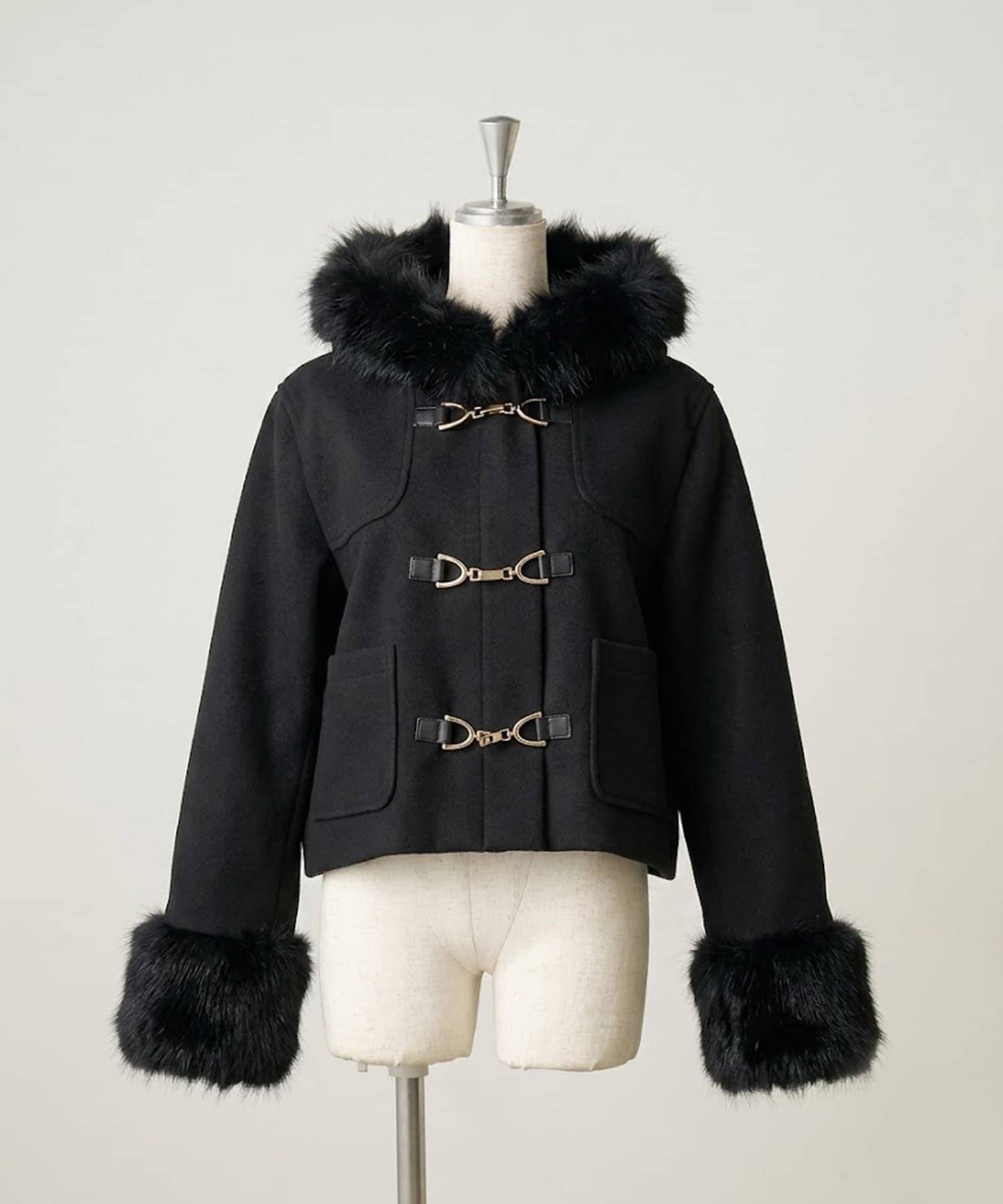 NICE CLAUP / OLIVE des OLIVE OUTLET(ナイスクラップ  / オリーブ デ オリーブ アウトレット) 【continuer】フェイクファー付ショートダッフルコート
