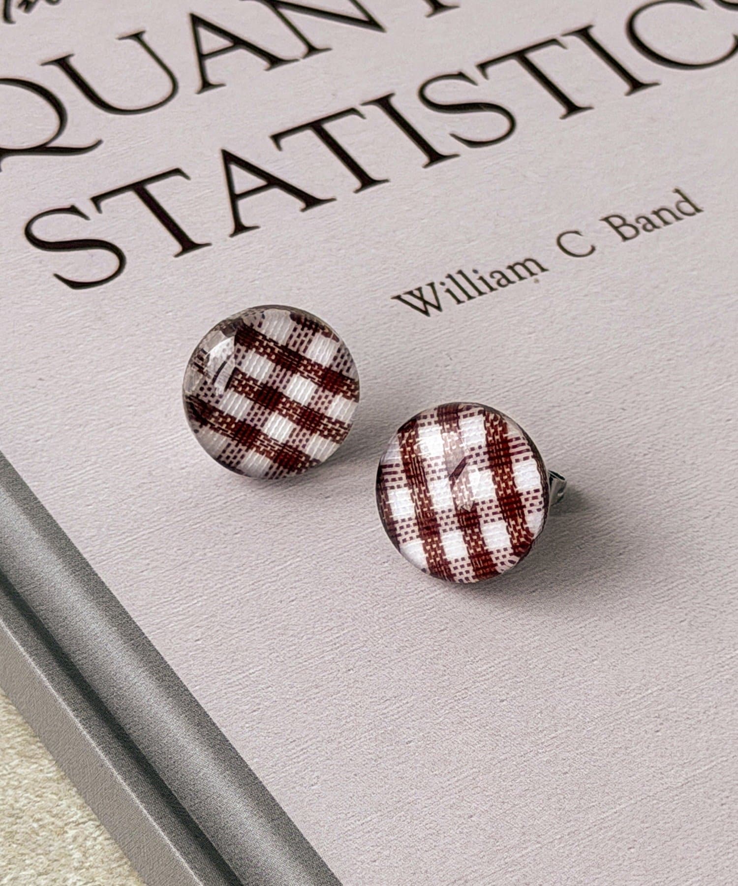 3COINS(スリーコインズ) チェック丸ボタンピアス