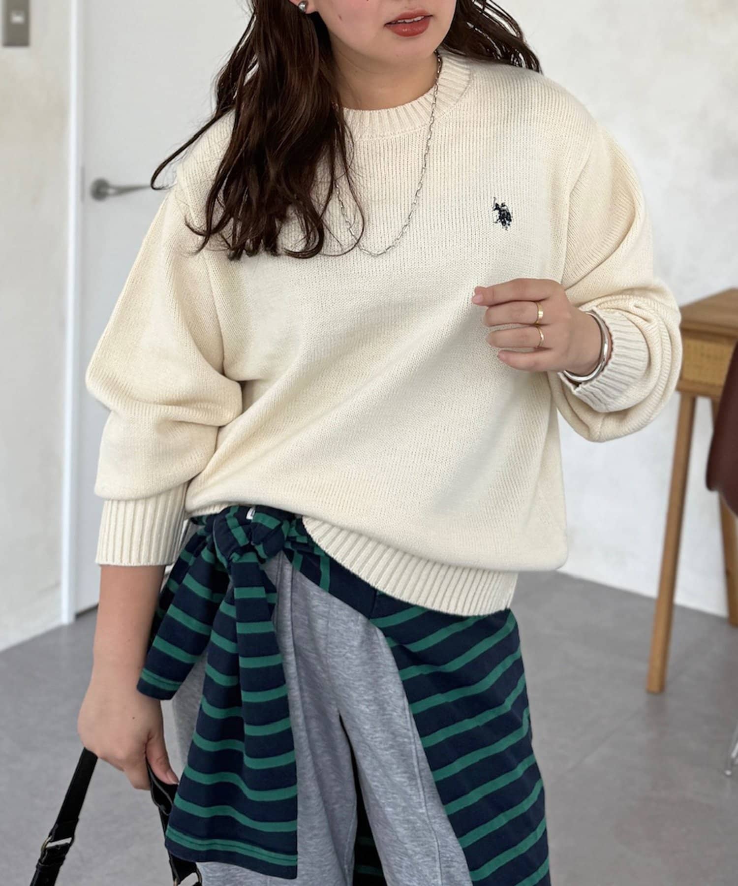 CPCM(シーピーシーエム) 【U.S. POLO ASSN.】アクリルクルーネックニット