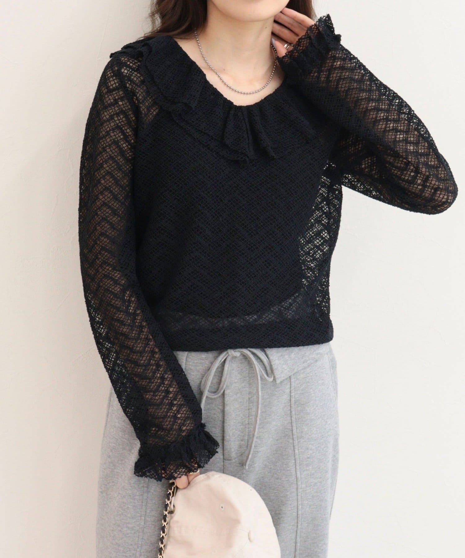 FREDY & GLOSTER(フレディ アンド グロスター) レースラッフルロンＴシャツ