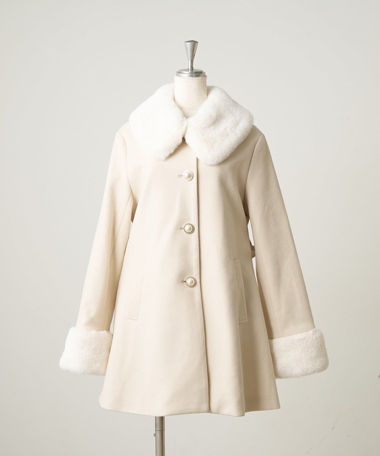 NICE CLAUP / OLIVE des OLIVE OUTLET(ナイスクラップ  / オリーブ デ オリーブ アウトレット) 【continuer】フェイクファー付2wayミドルコート