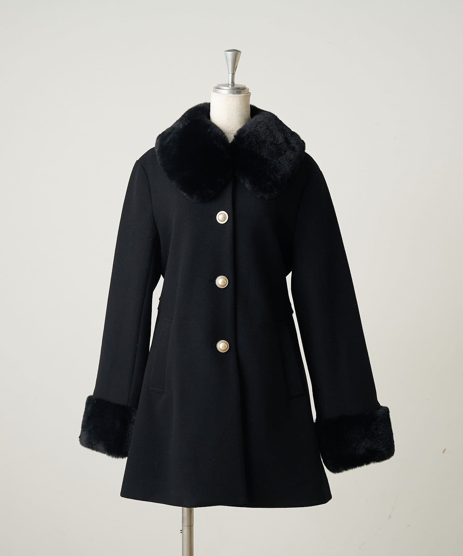 NICE CLAUP / OLIVE des OLIVE OUTLET(ナイスクラップ  / オリーブ デ オリーブ アウトレット) 【continuer】フェイクファー付2wayミドルコート