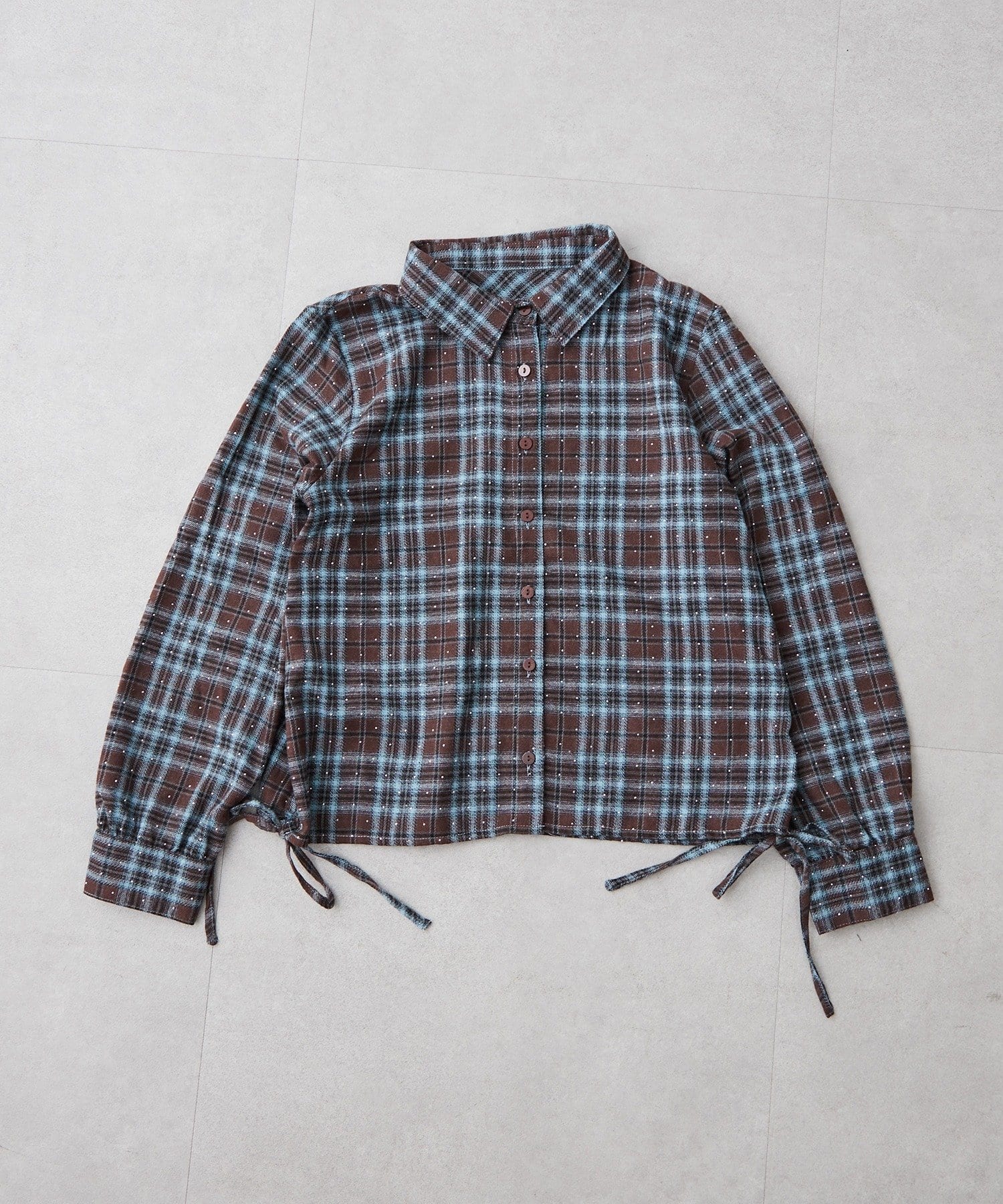 NICE CLAUP / OLIVE des OLIVE OUTLET(ナイスクラップ  / オリーブ デ オリーブ アウトレット) 【continuer】サイドドロストキラキラチェックシャツ
