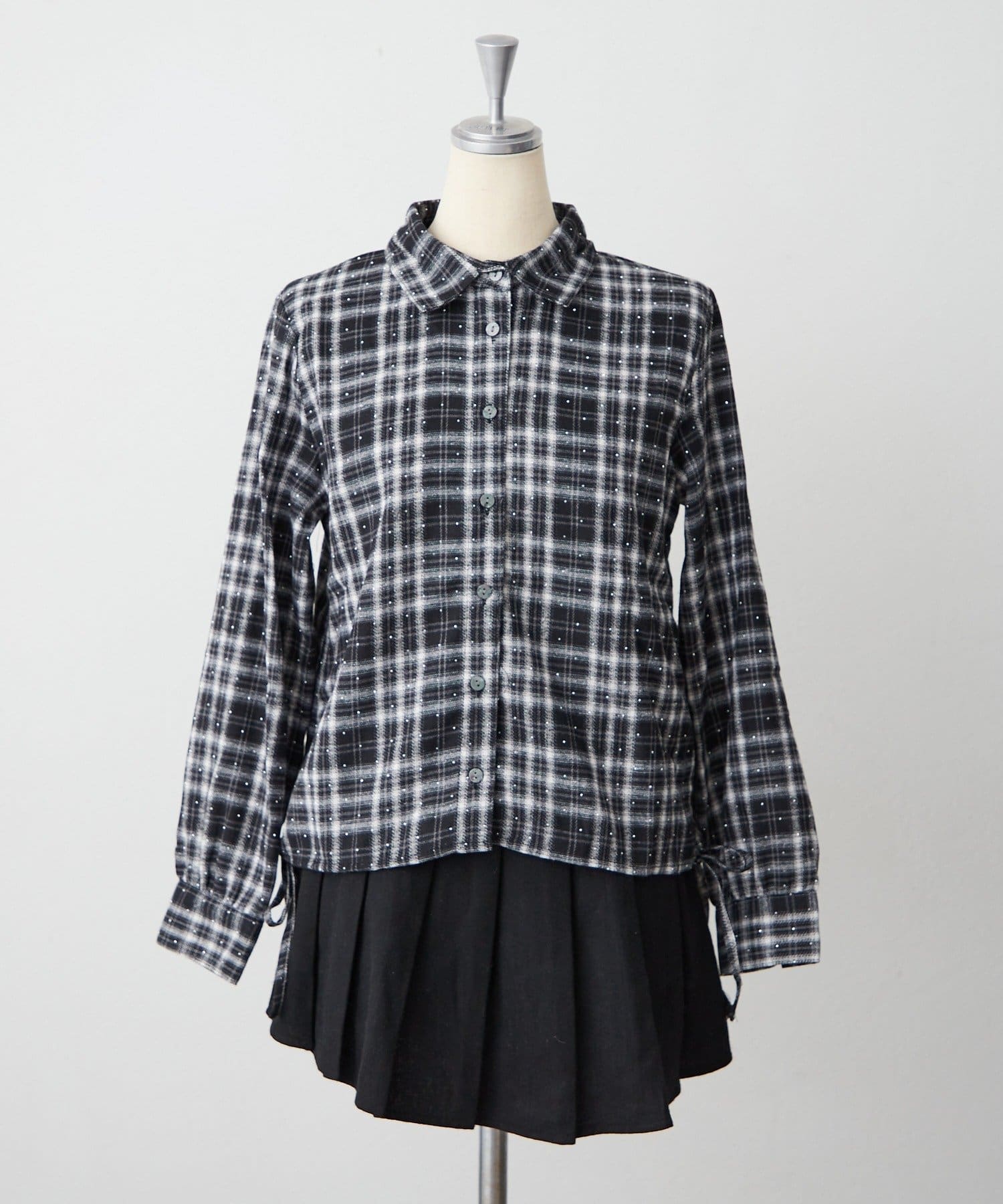 NICE CLAUP / OLIVE des OLIVE OUTLET(ナイスクラップ  / オリーブ デ オリーブ アウトレット) 【continuer】サイドドロストキラキラチェックシャツ