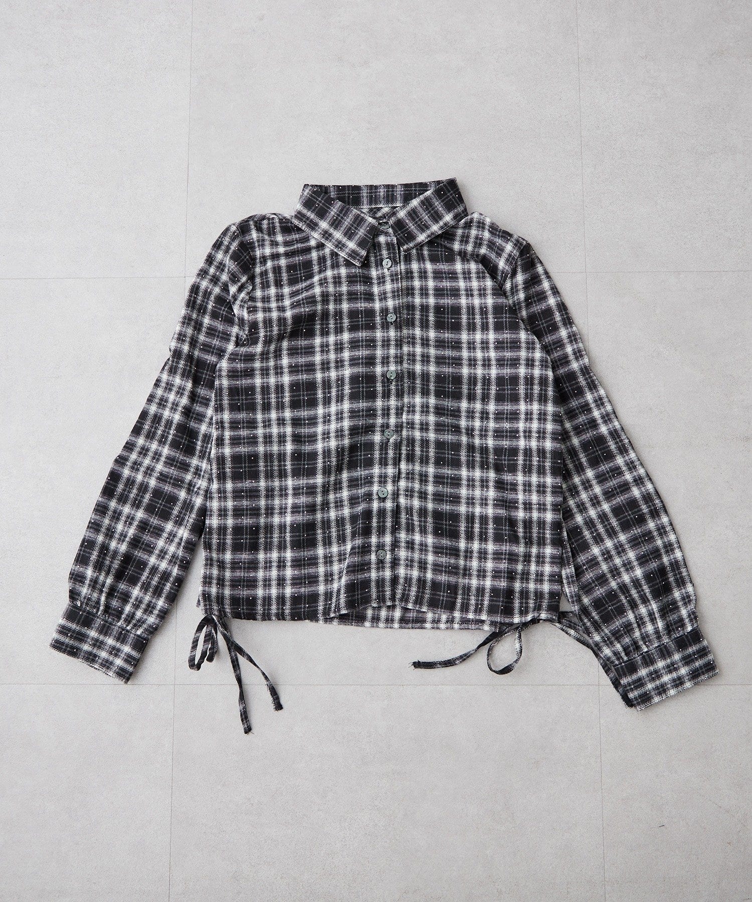 NICE CLAUP / OLIVE des OLIVE OUTLET(ナイスクラップ  / オリーブ デ オリーブ アウトレット) 【continuer】サイドドロストキラキラチェックシャツ