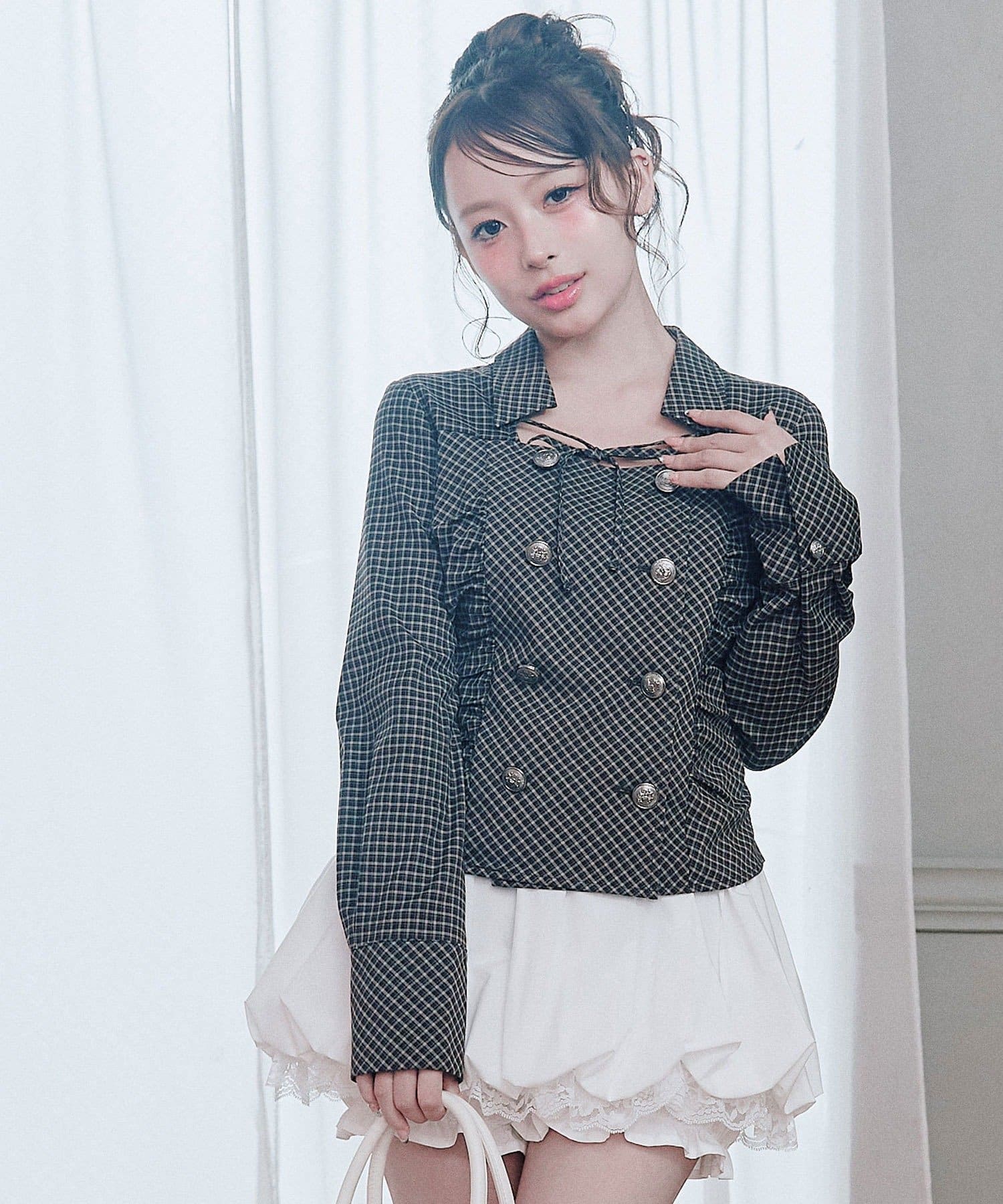 OLIVE des OLIVE(オリーブ デ オリーブ) ダブルボタン長袖ブラウス