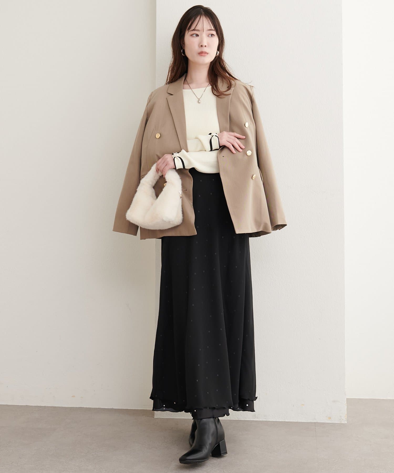 natural couture(ナチュラルクチュール) ドット柄リバーシブルスカート