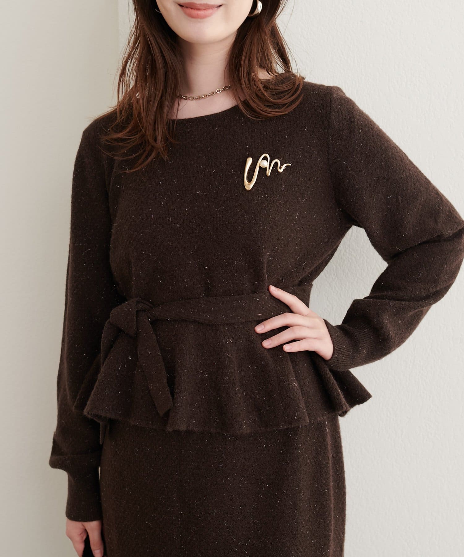 natural couture(ナチュラルクチュール) 〈セットアップ可〉ジャガード柄編みニットTOPS