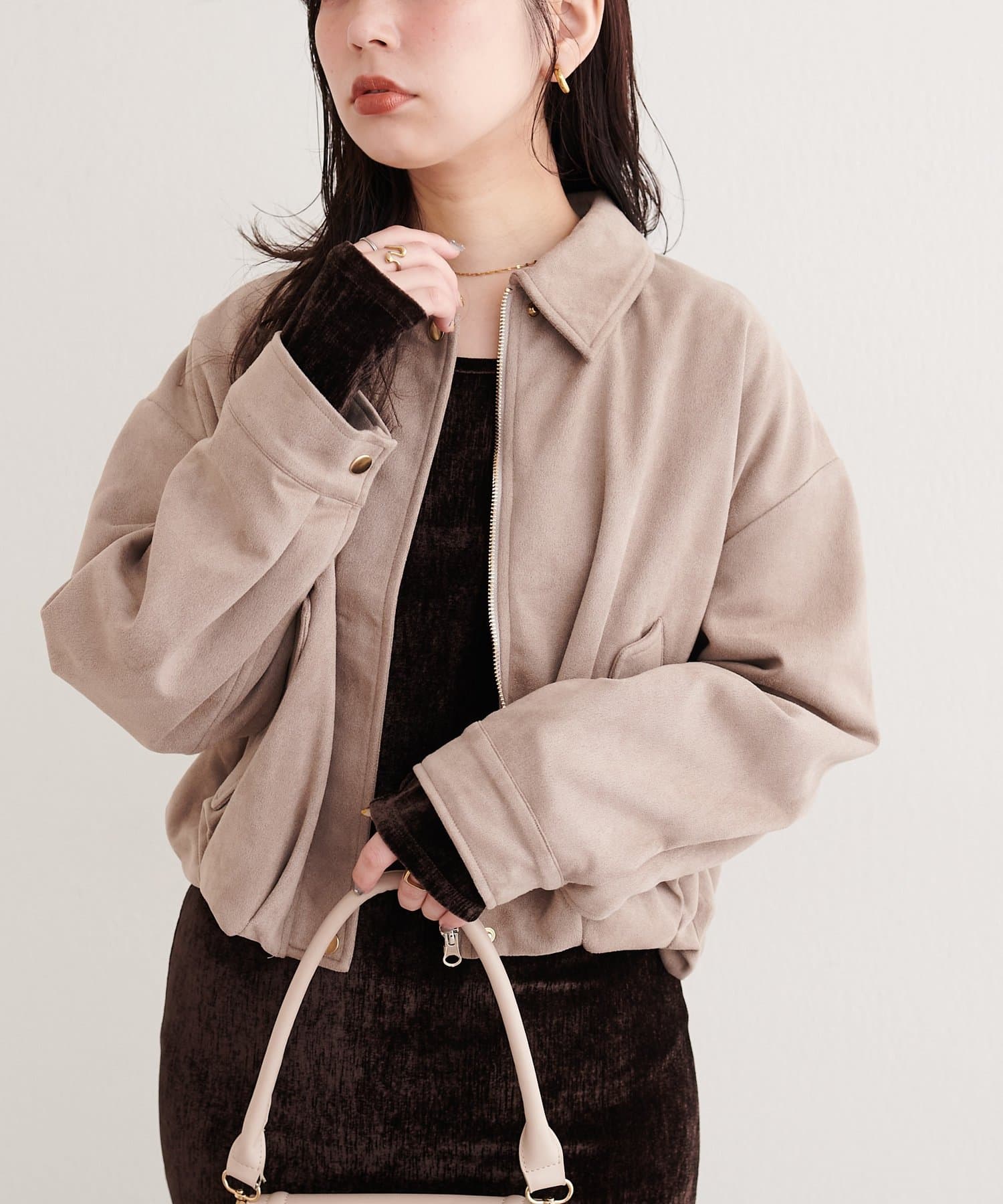 natural couture(ナチュラルクチュール) スエードバルーンブルゾン