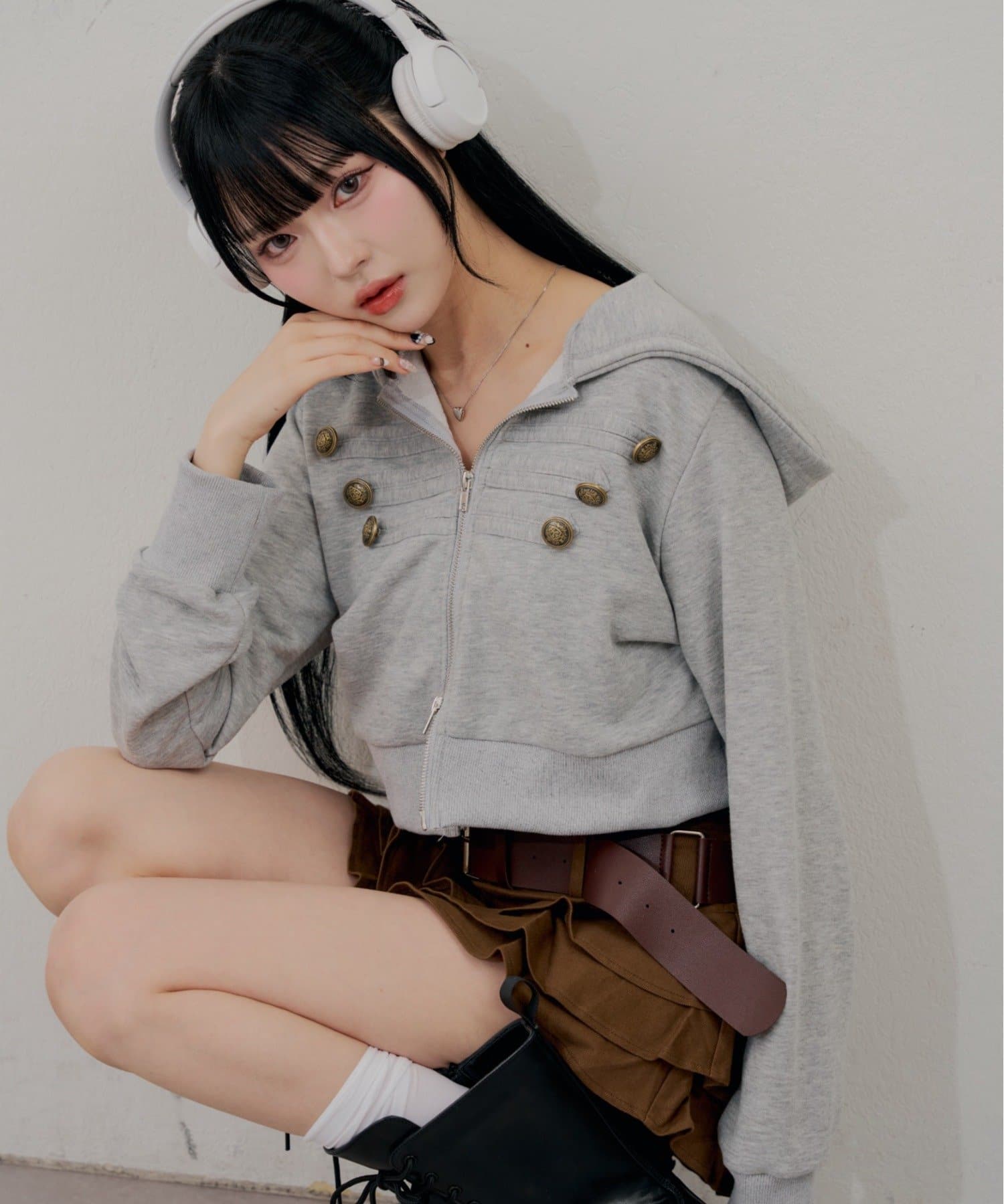 NICE CLAUP / OLIVE des OLIVE OUTLET(ナイスクラップ  / オリーブ デ オリーブ アウトレット) 【continuer】セットアップ可能ナポレオン風パーカー