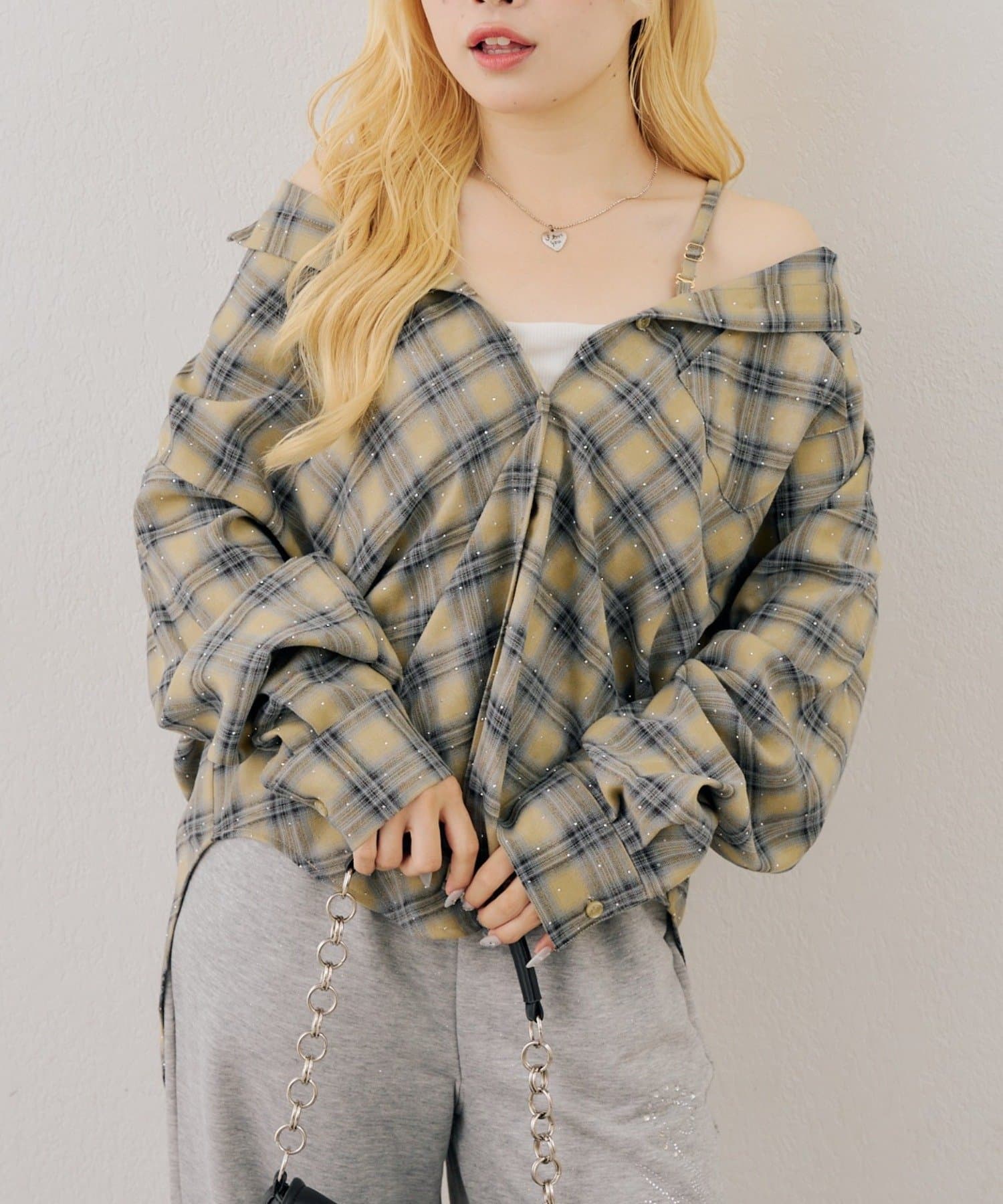 NICE CLAUP / OLIVE des OLIVE OUTLET(ナイスクラップ  / オリーブ デ オリーブ アウトレット) 【continuer】3wayキラキラチェックシャツ