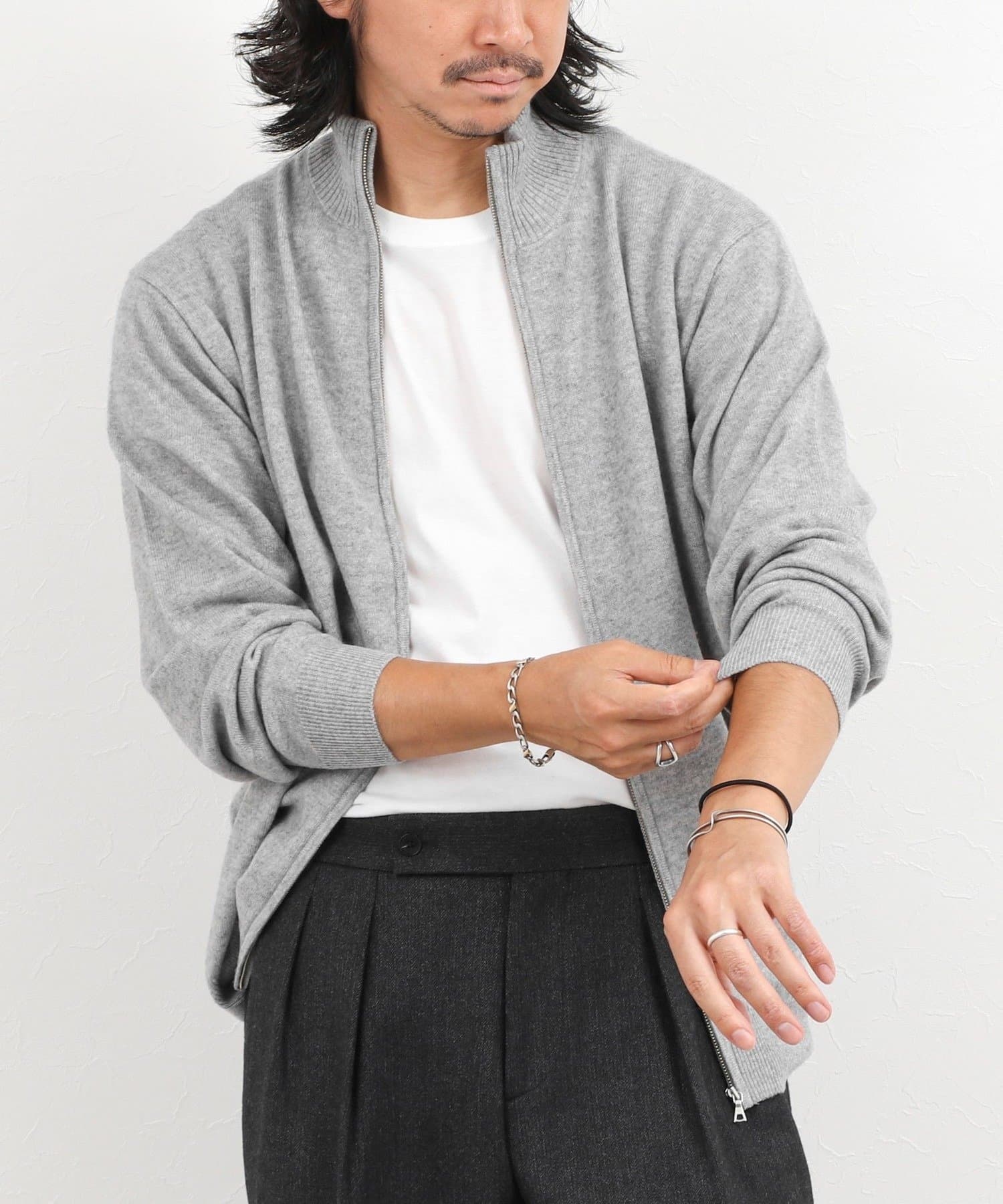 NOLLEY'S(ノーリーズ) ウールカシミヤ スタンドジップニット 26AW