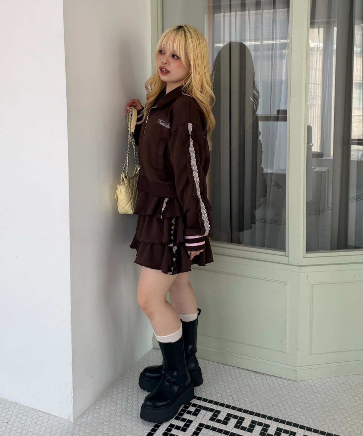 NICE CLAUP / OLIVE des OLIVE OUTLET(ナイスクラップ  / オリーブ デ オリーブ アウトレット) 【continuer】【セットアップ対応可】 キラキラロゴトラックジャケット