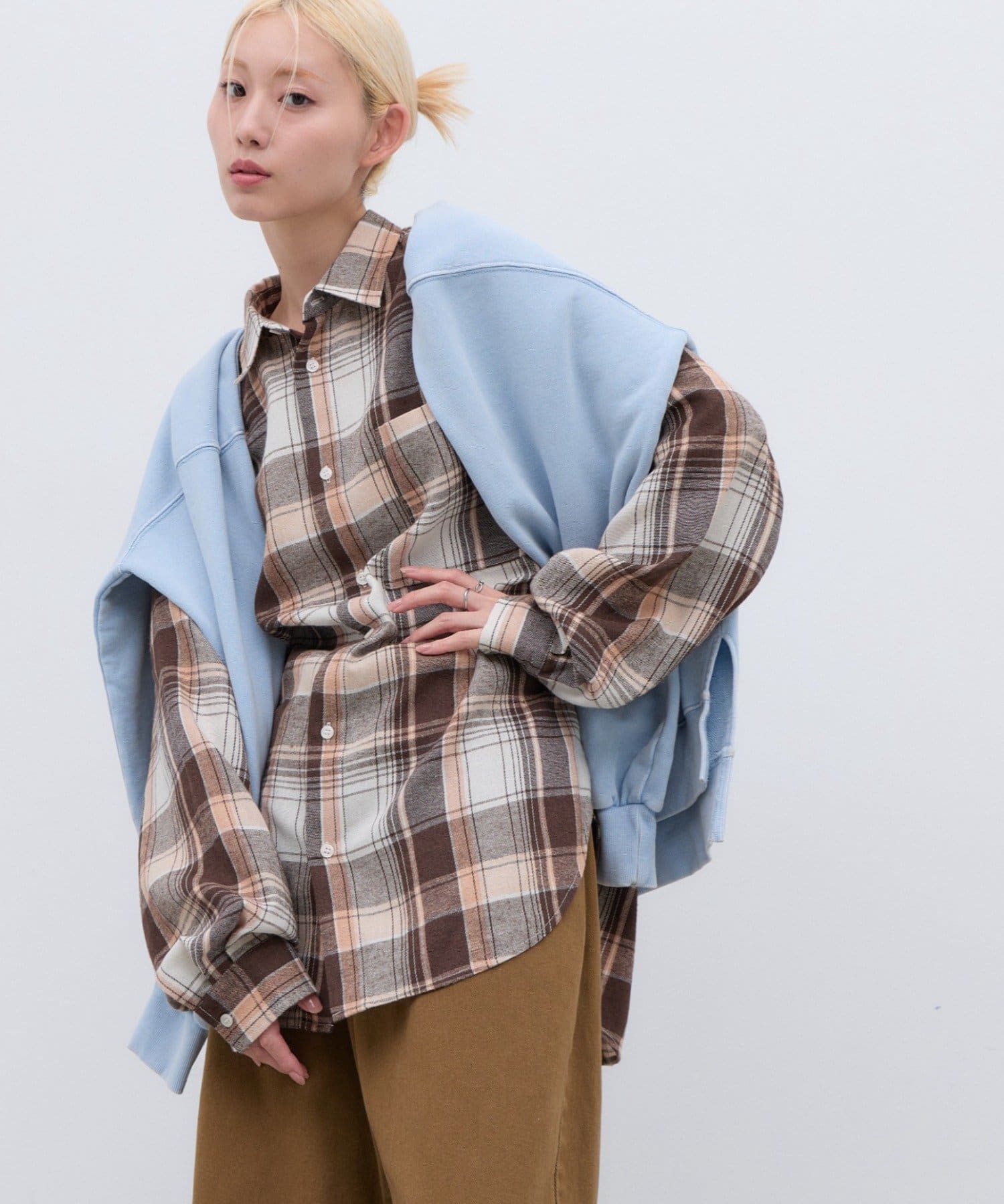 CIAOPANIC TYPY(チャオパニックティピー) 【ZOZO限定】ソフトタッチビエラチェックルーズシャツ
